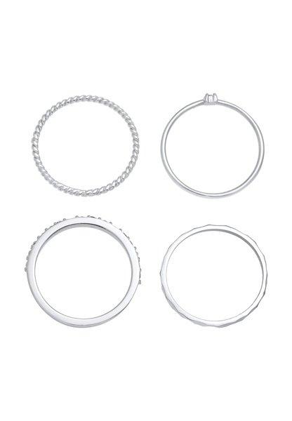 Elli Ring Kristalle Stapelring Gedreht 4Er Set