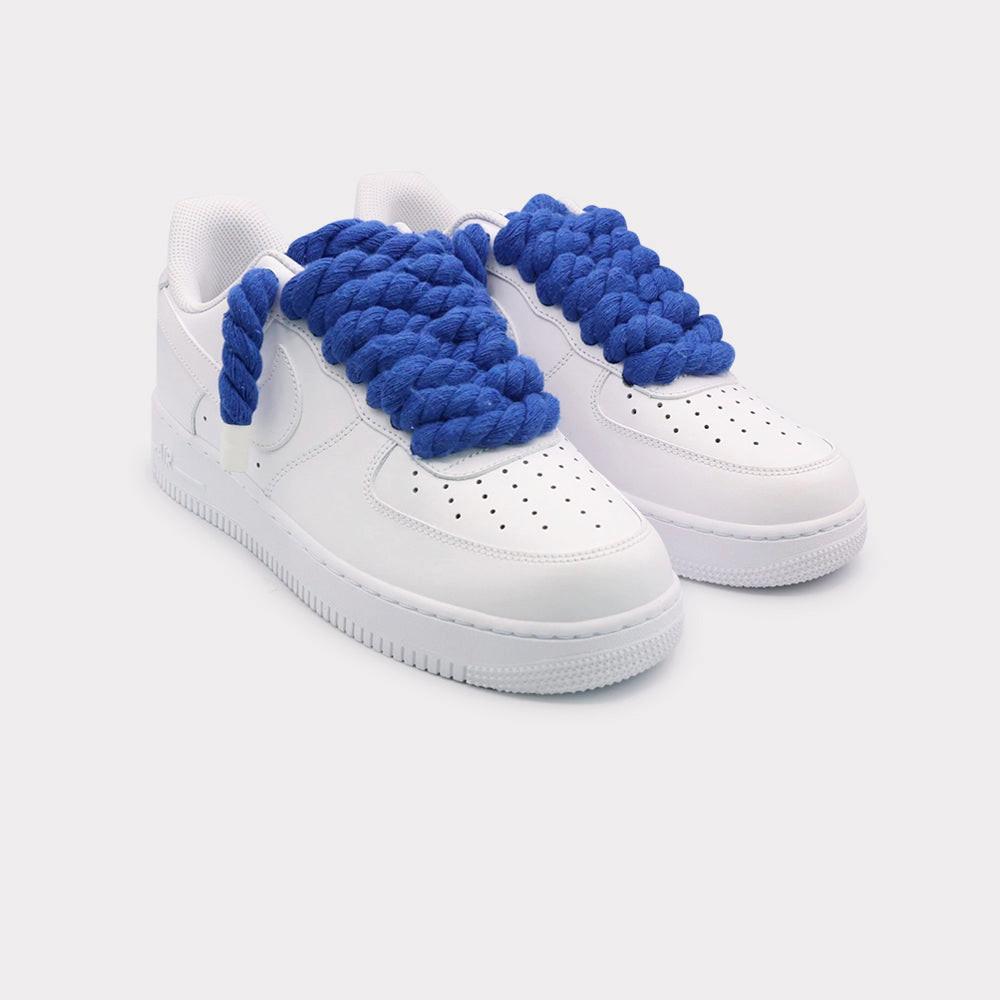 NIKE Air Force 1 White - Rope Lace Blue