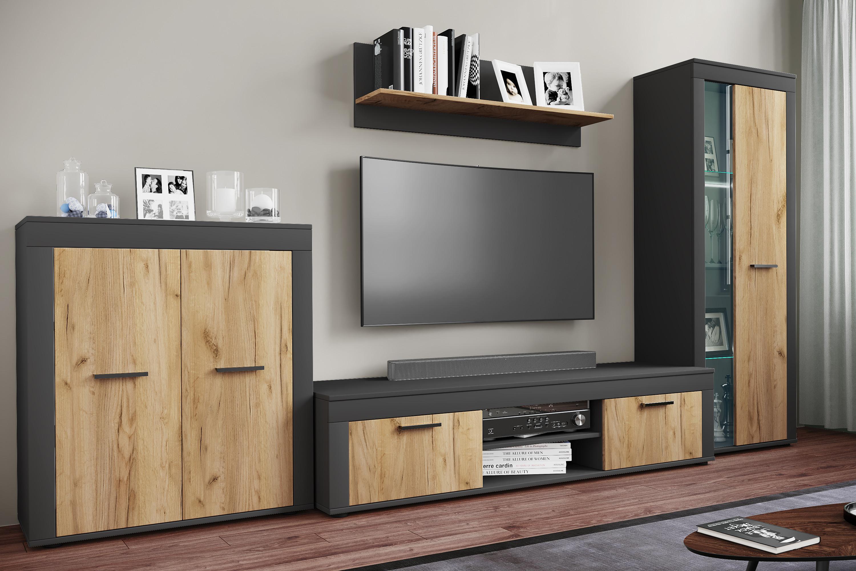 VCM TV Möbel | Lowboard | Fernsehregal | Maße H. 37 x B. 160 x T. 45 cm | Fernseh Möbel – Usilo XL
