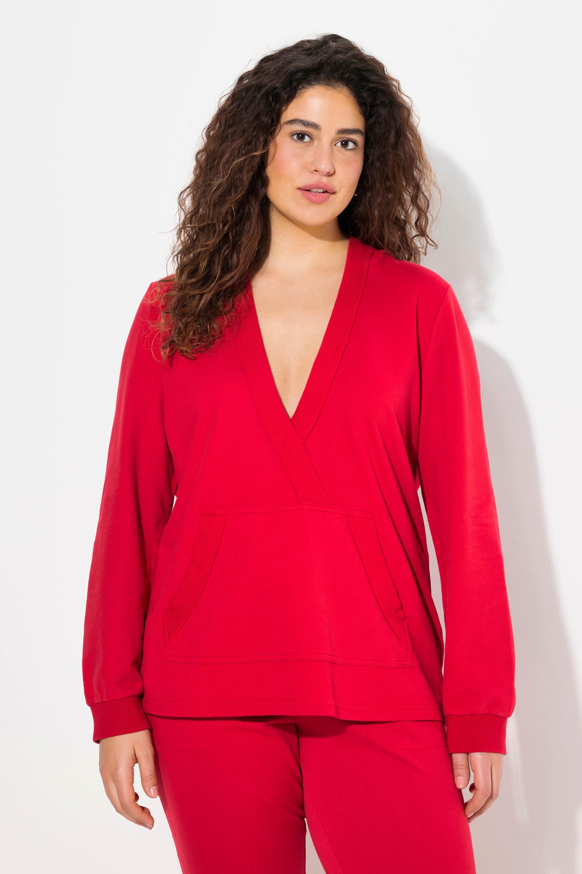 Ulla Popken Hoodie, Kapuze, V-Ausschnitt, Langarm