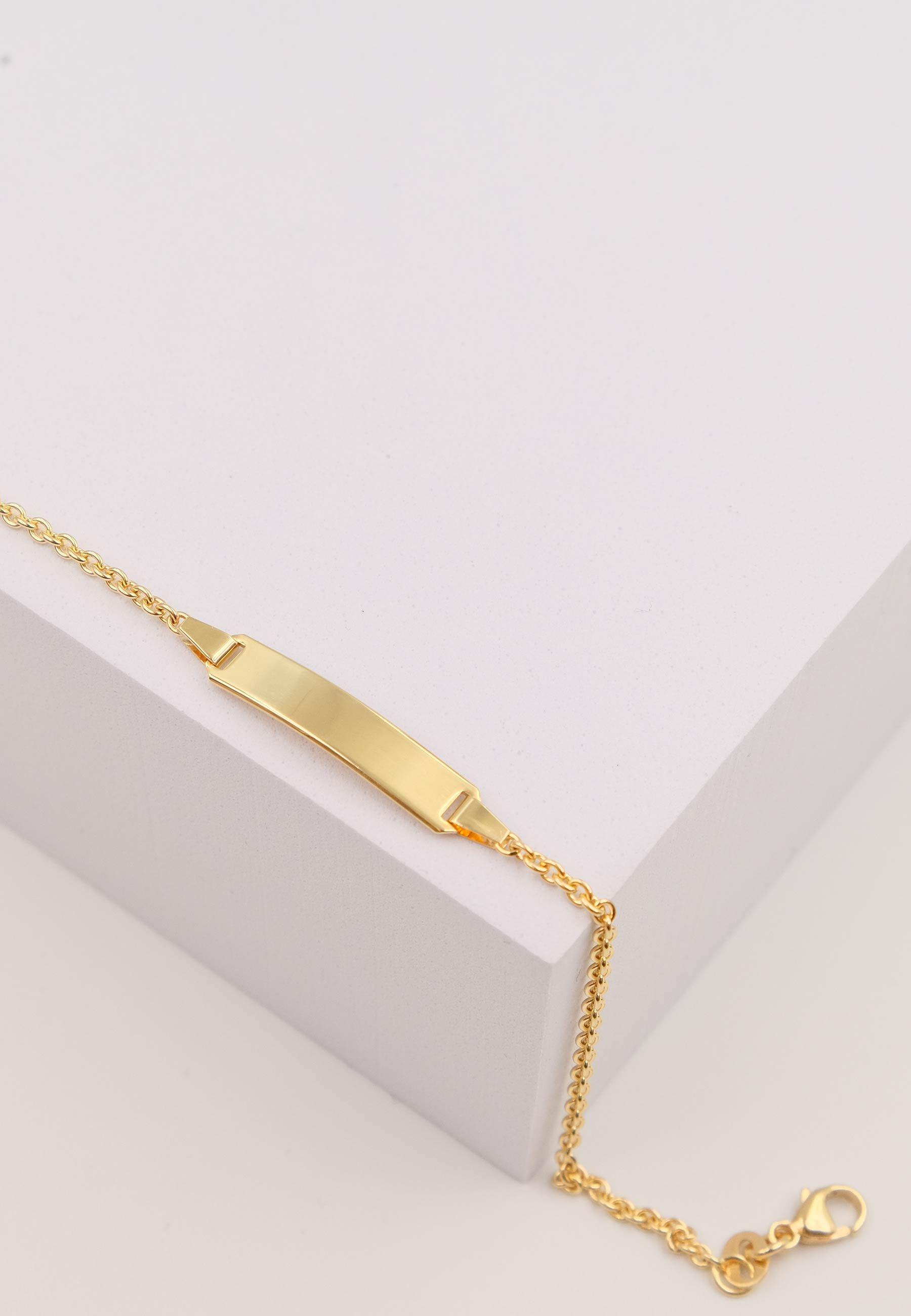 MUAU Schmuck Bébé Bracelet Rundanker Gelbgold 375, 16cm Gravurplatte 1.9cm