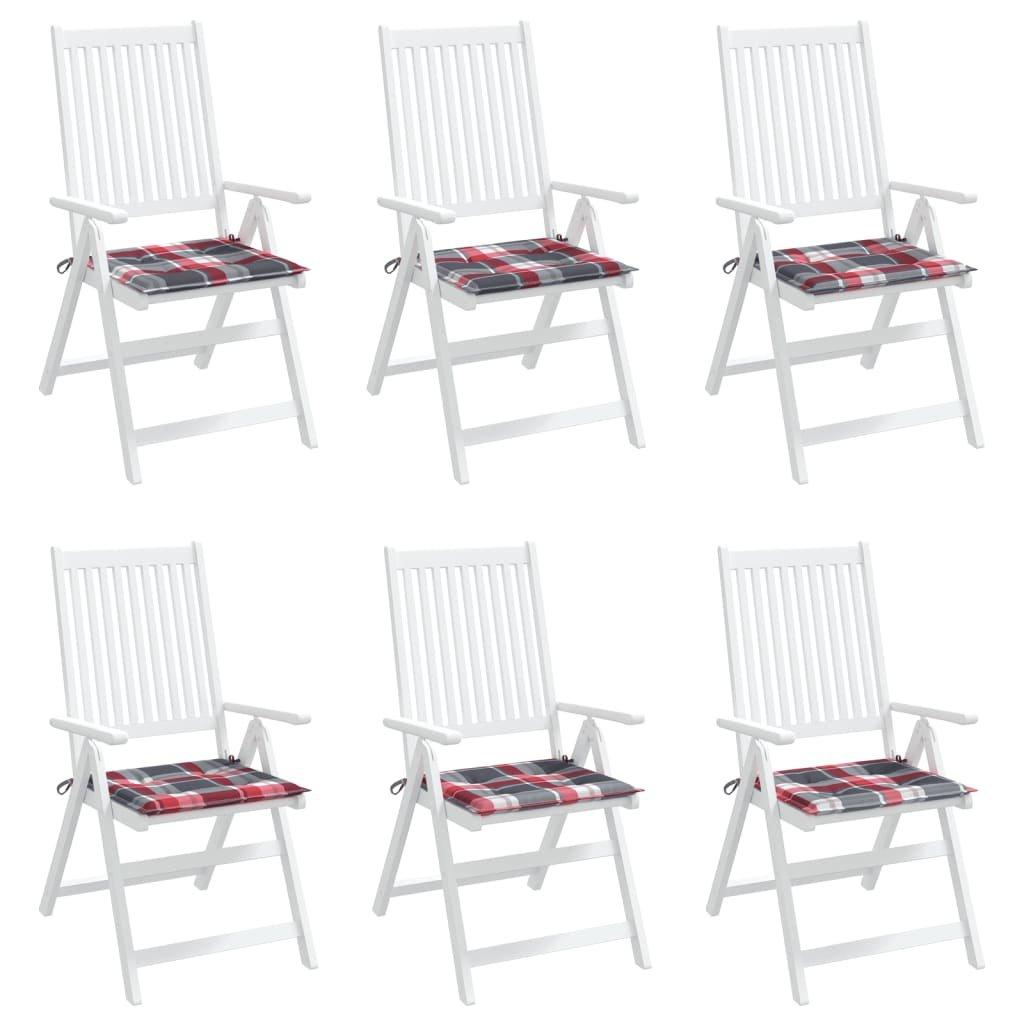 VidaXL Gartenstuhl-Kissen 6 Stk. Karomuster 50x50x3 cm Stoff