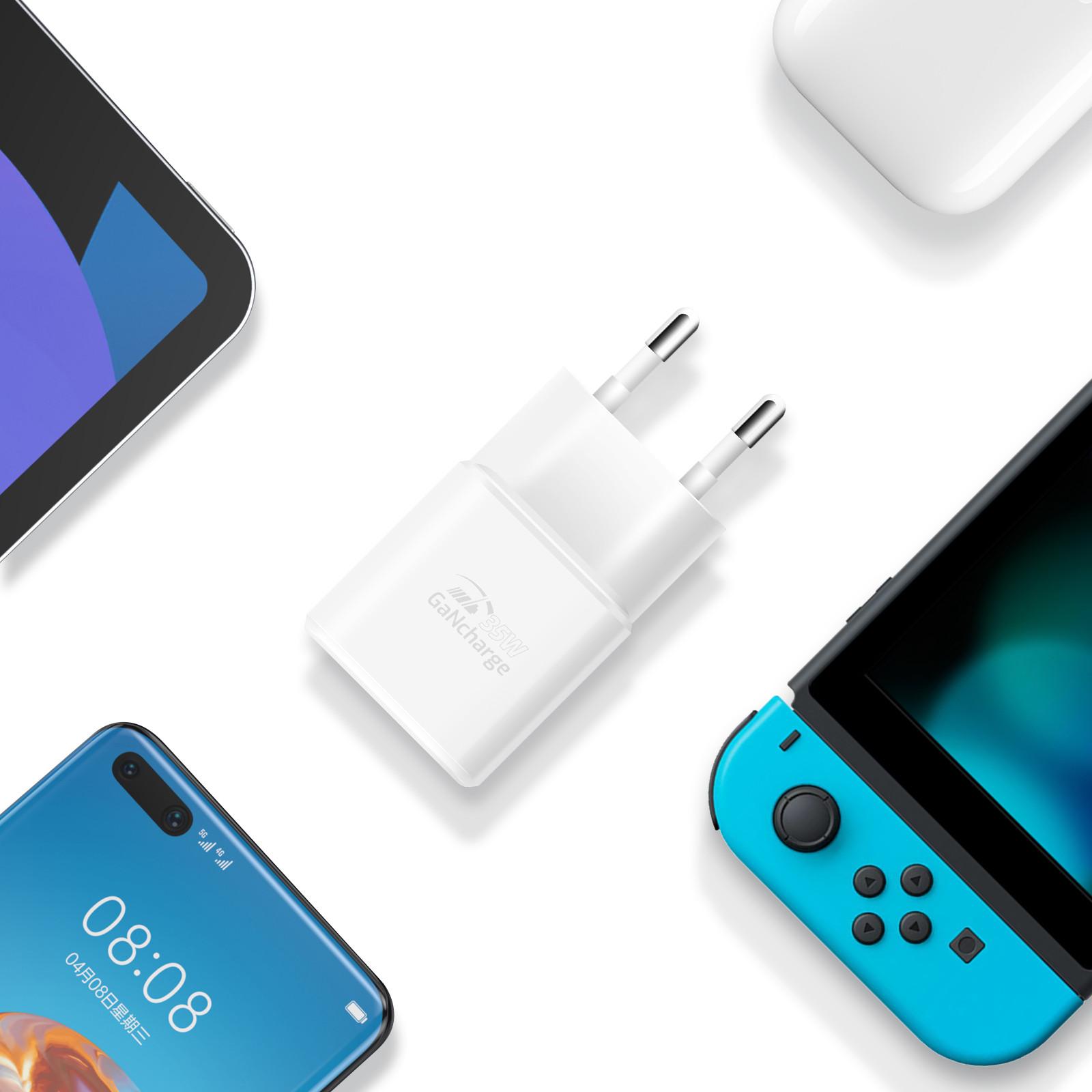 SWISSTEN GaN 35W USB + USB-C Netzteil Weiß