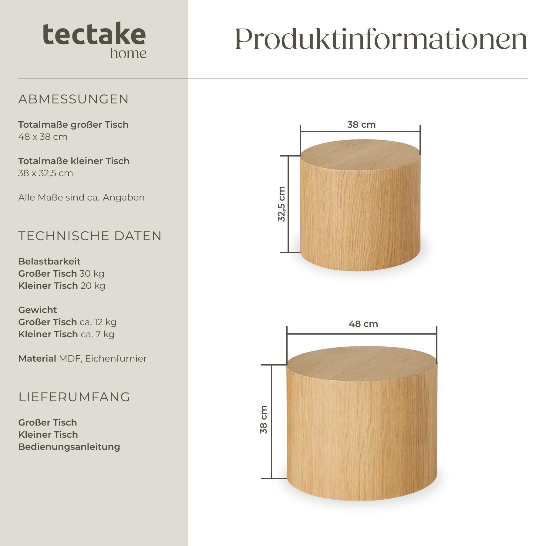 Tectake 2er Set Couchtische Danny rund