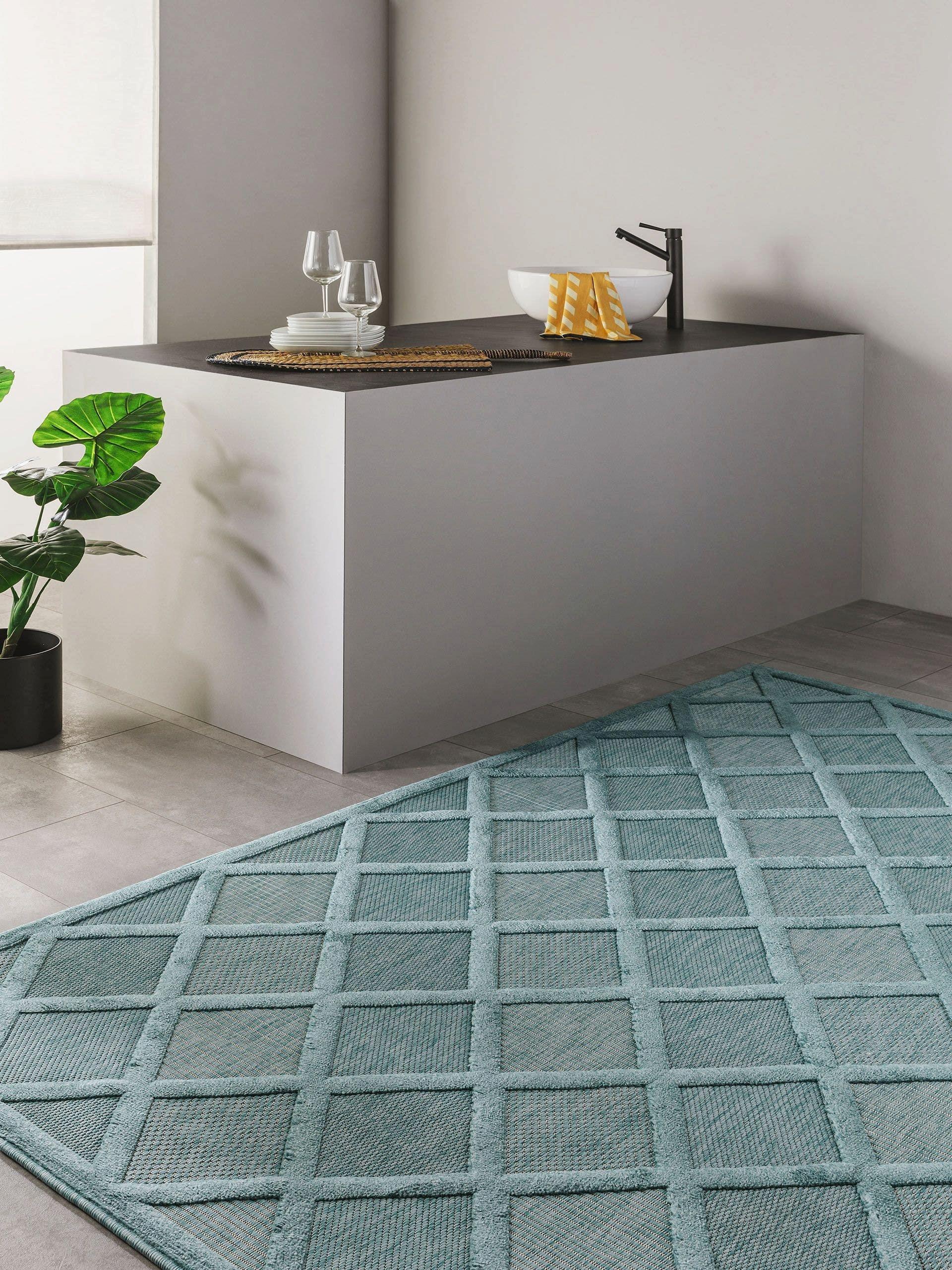 Benuta In- & Outdoor-Teppich Bonte Türkis