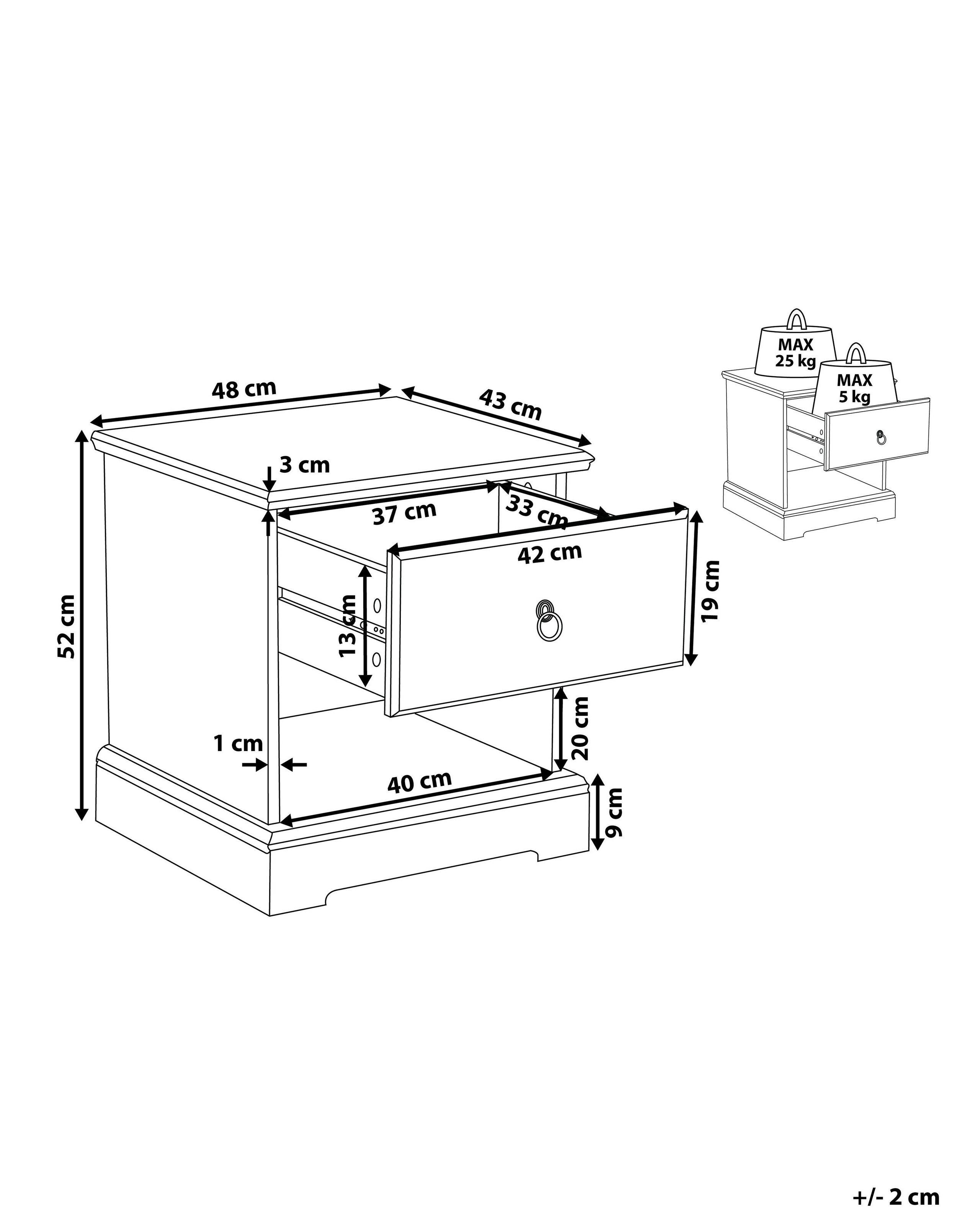 Beliani Nachttisch mit 1 Schublade aus MDF-Platte Rustikal GILBERT