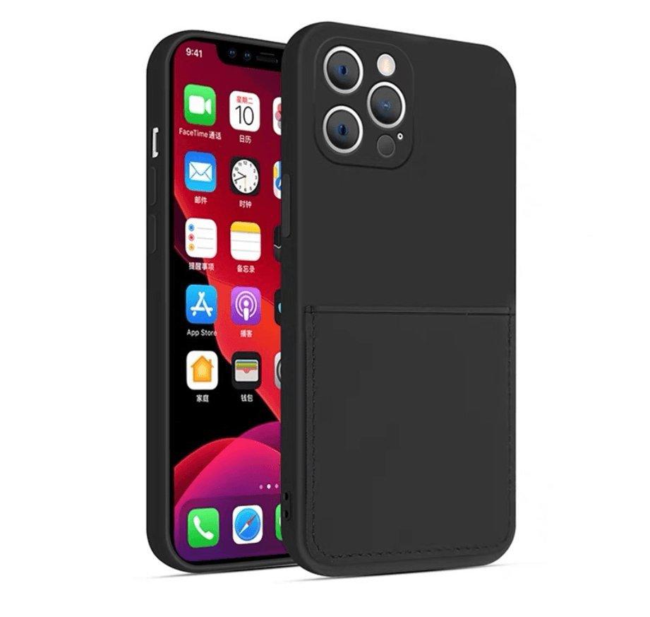 mobileup Silikon Case mit Kartenfach iPhone 12 Pro Max - Black