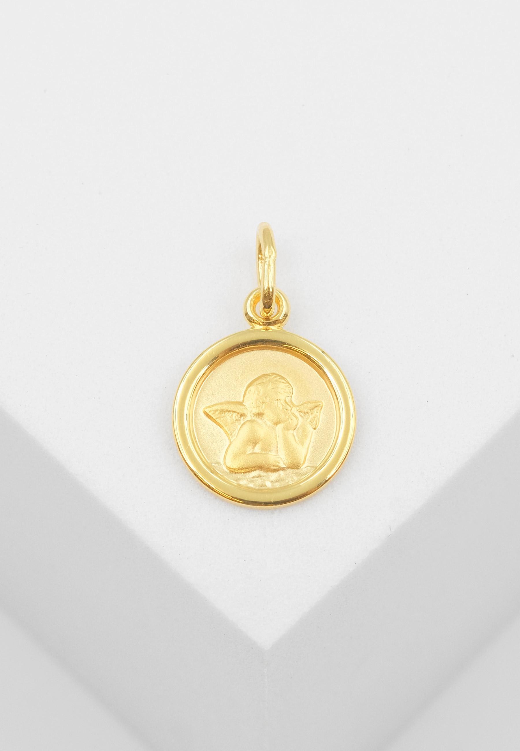 MUAU Schmuck Anhänger Schutzengel Gelbgold 750, 16x10mm