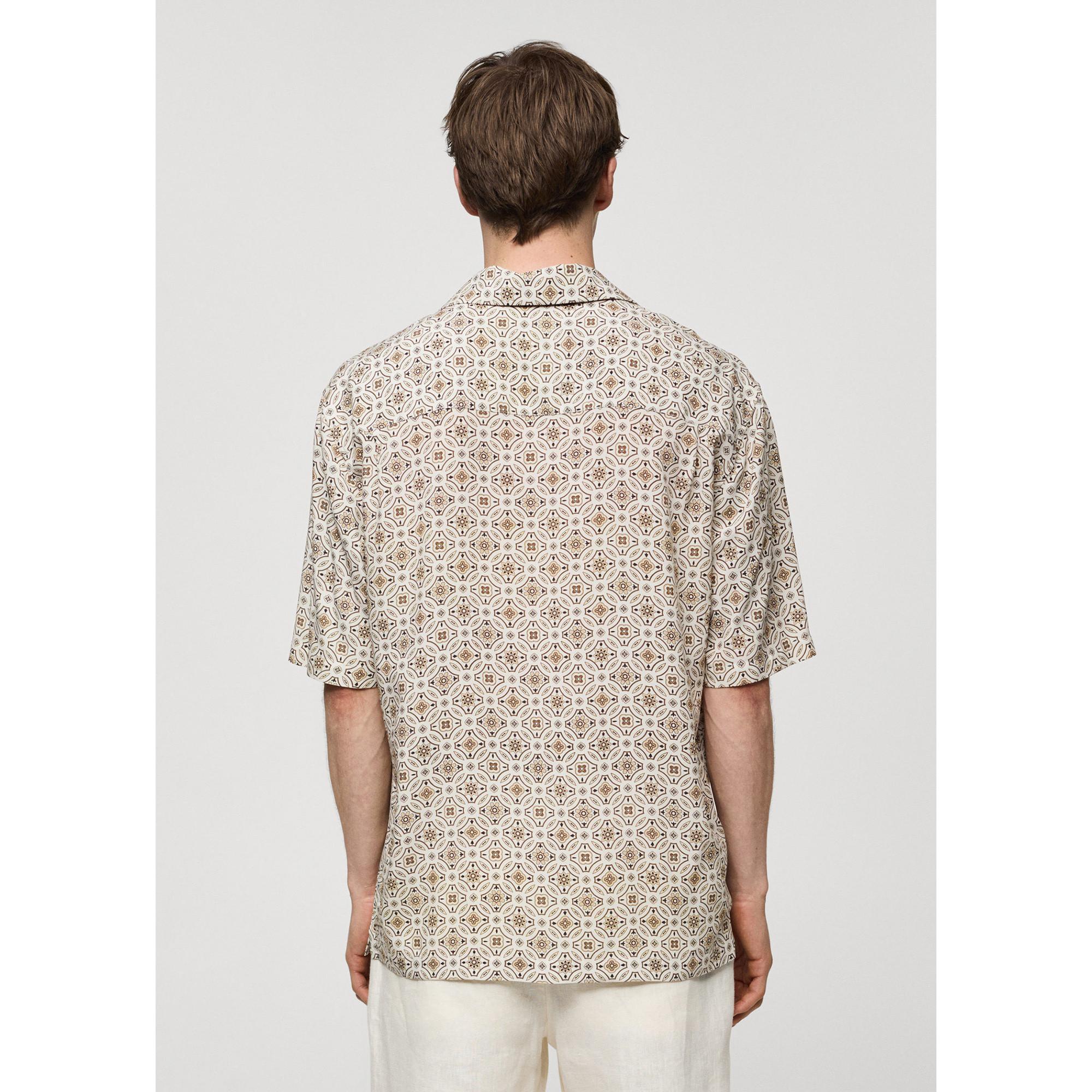 Mango Man Bedrucktes Regular Fit Kurzarmhemd