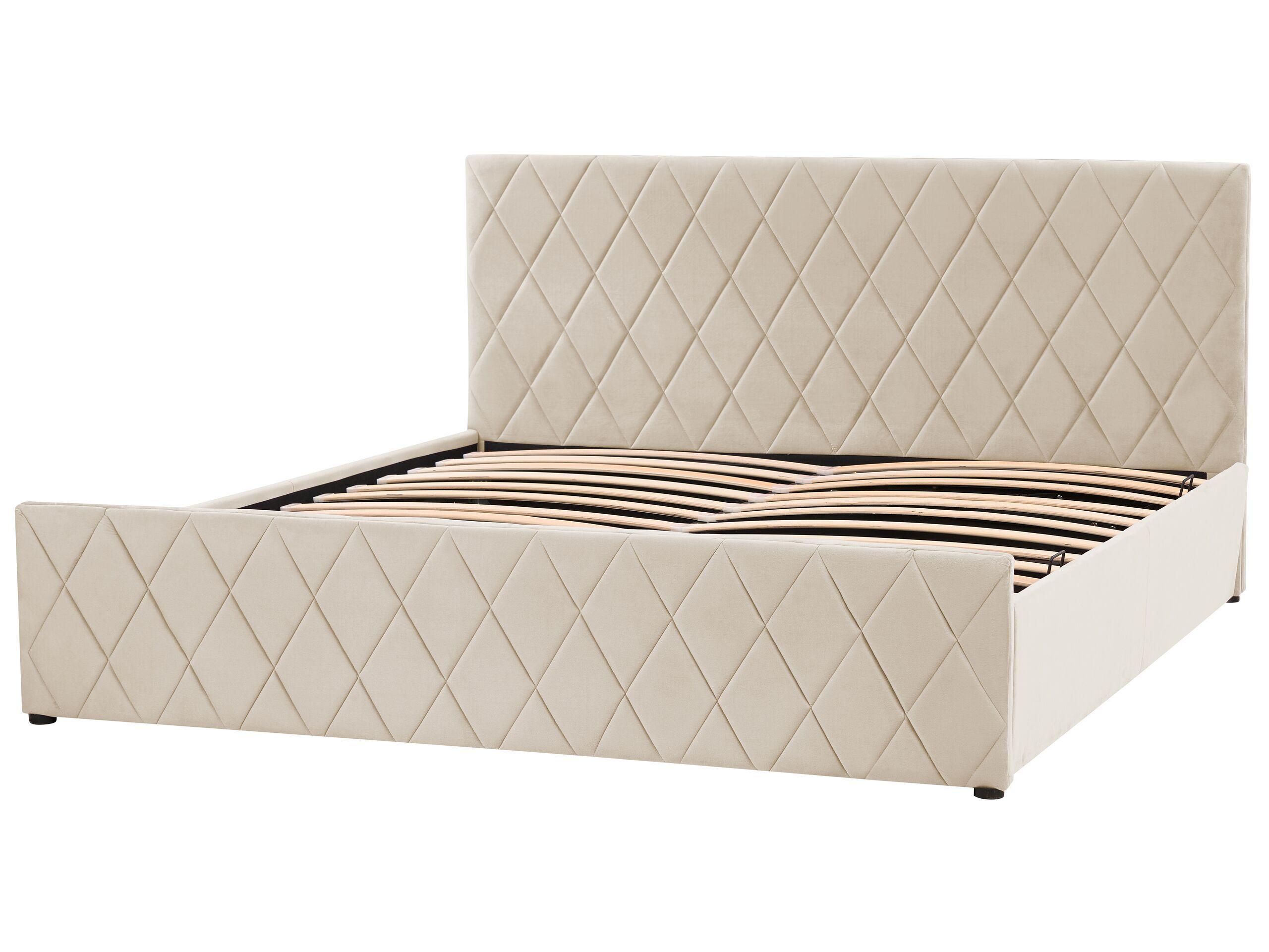 Beliani Bett mit Lattenrost aus Samtstoff Modern ROCHEFORT