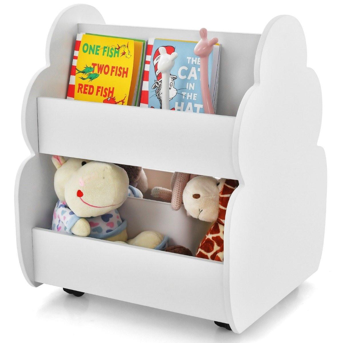 Northix Kinder-Bücherregal auf Rollen Kinderregal mit Geräumigem Stauraum Weiß