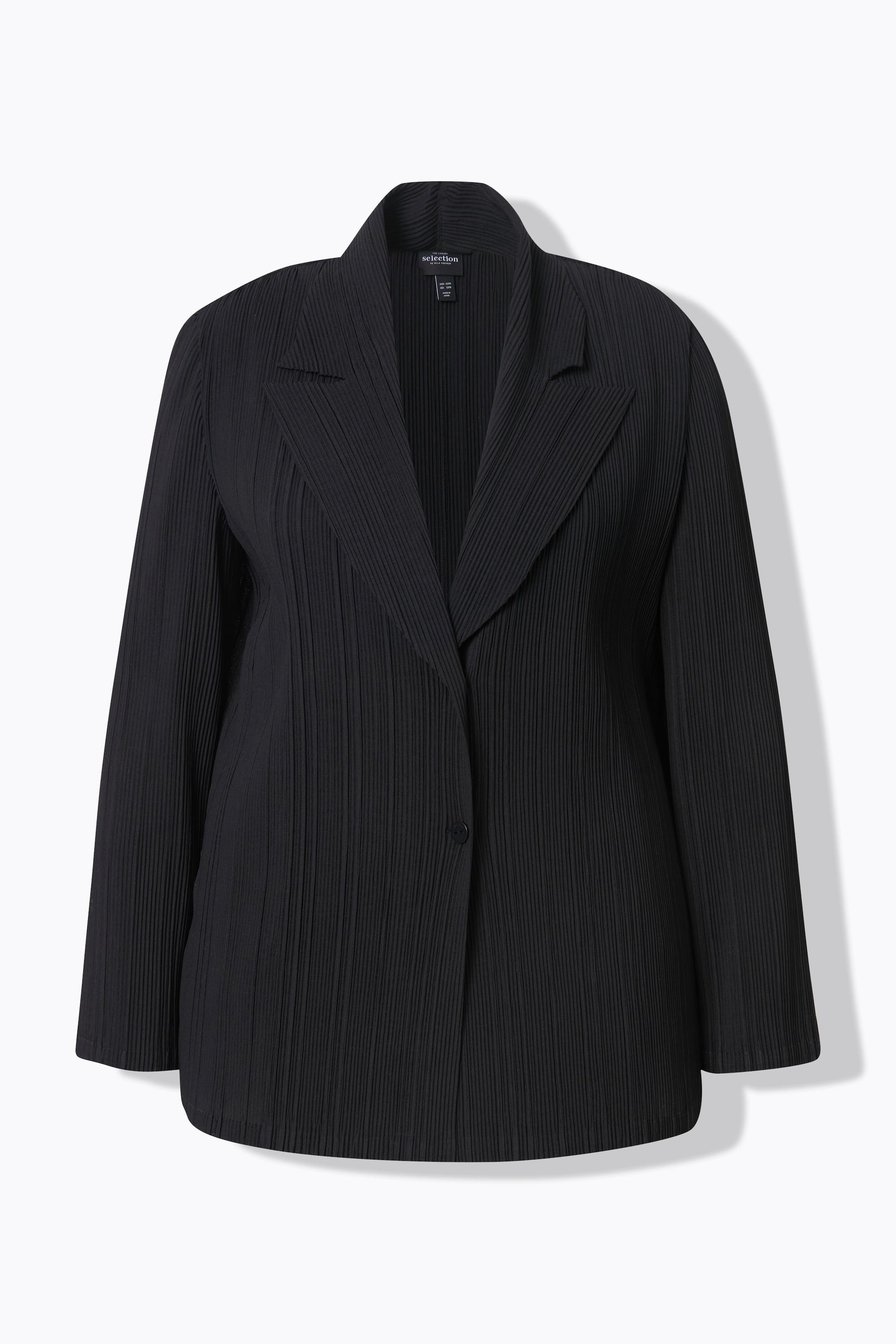 Ulla Popken Plissee-Blazer, Reverskragen, Knopfverschluss