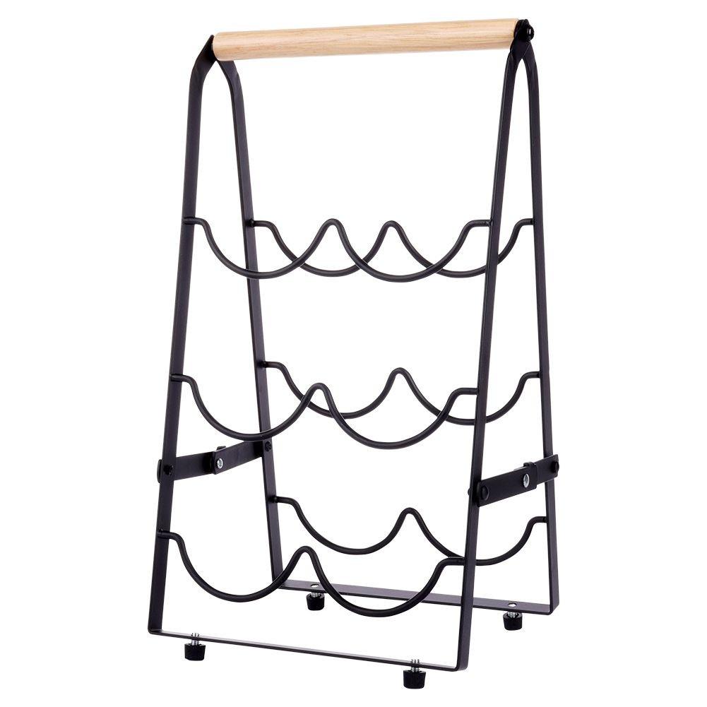 B2X Elegantes Weinflaschenregal ausem Metall und Holz