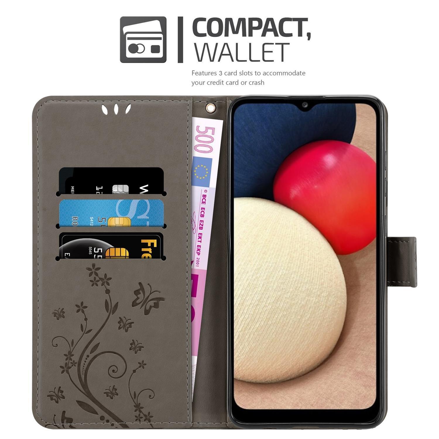 Cadorabo Hülle für Samsung Galaxy A02s Blumen Design Magnetverschluss