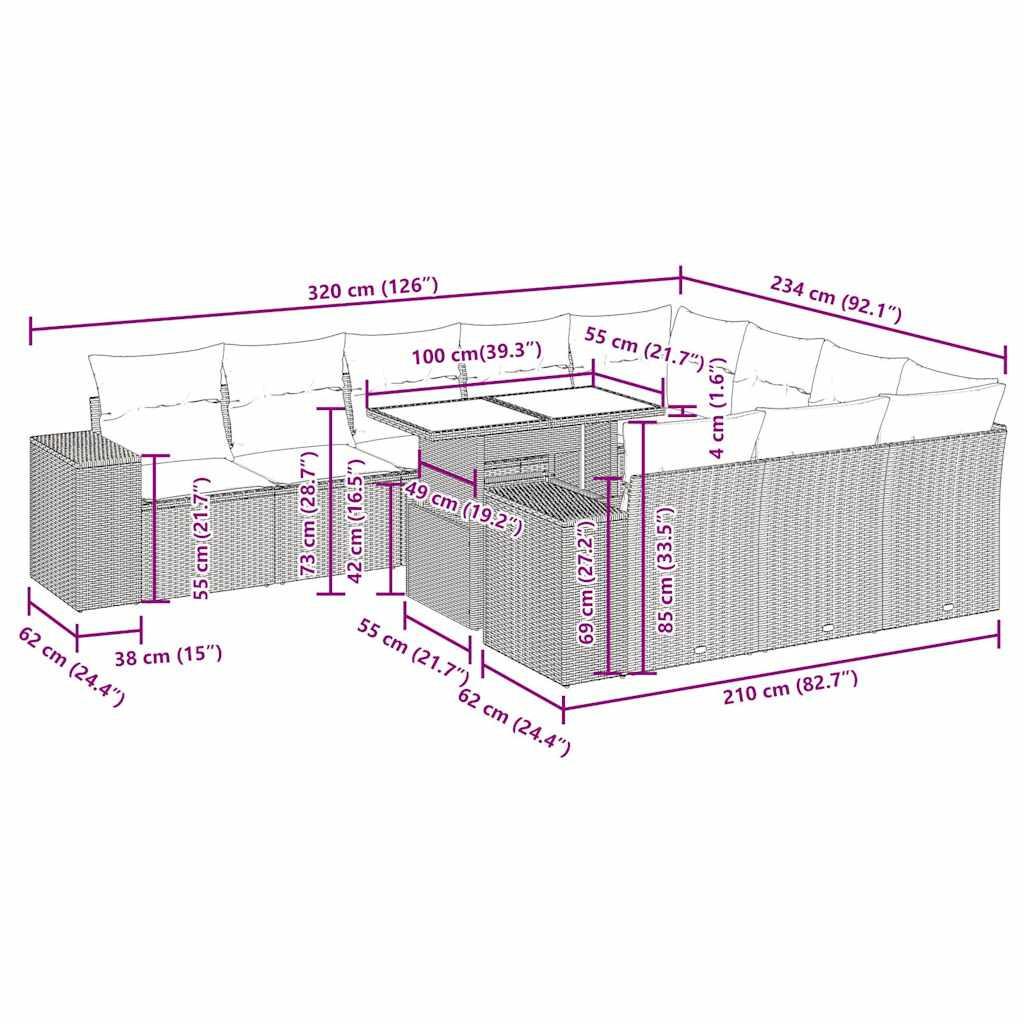 VidaXL Garten sofagarnitur poly-rattan