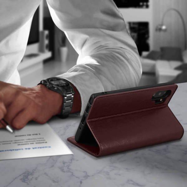 Avizar Cover Echtleder Galaxy Note 10+ Braun