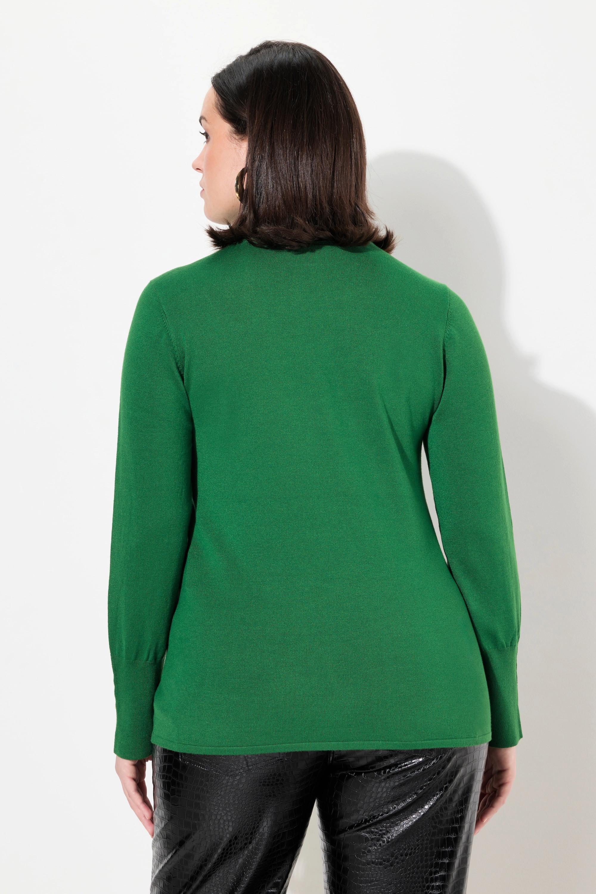 Ulla Popken Pullover, Rollkragen, Zierknöpfe, Langarm