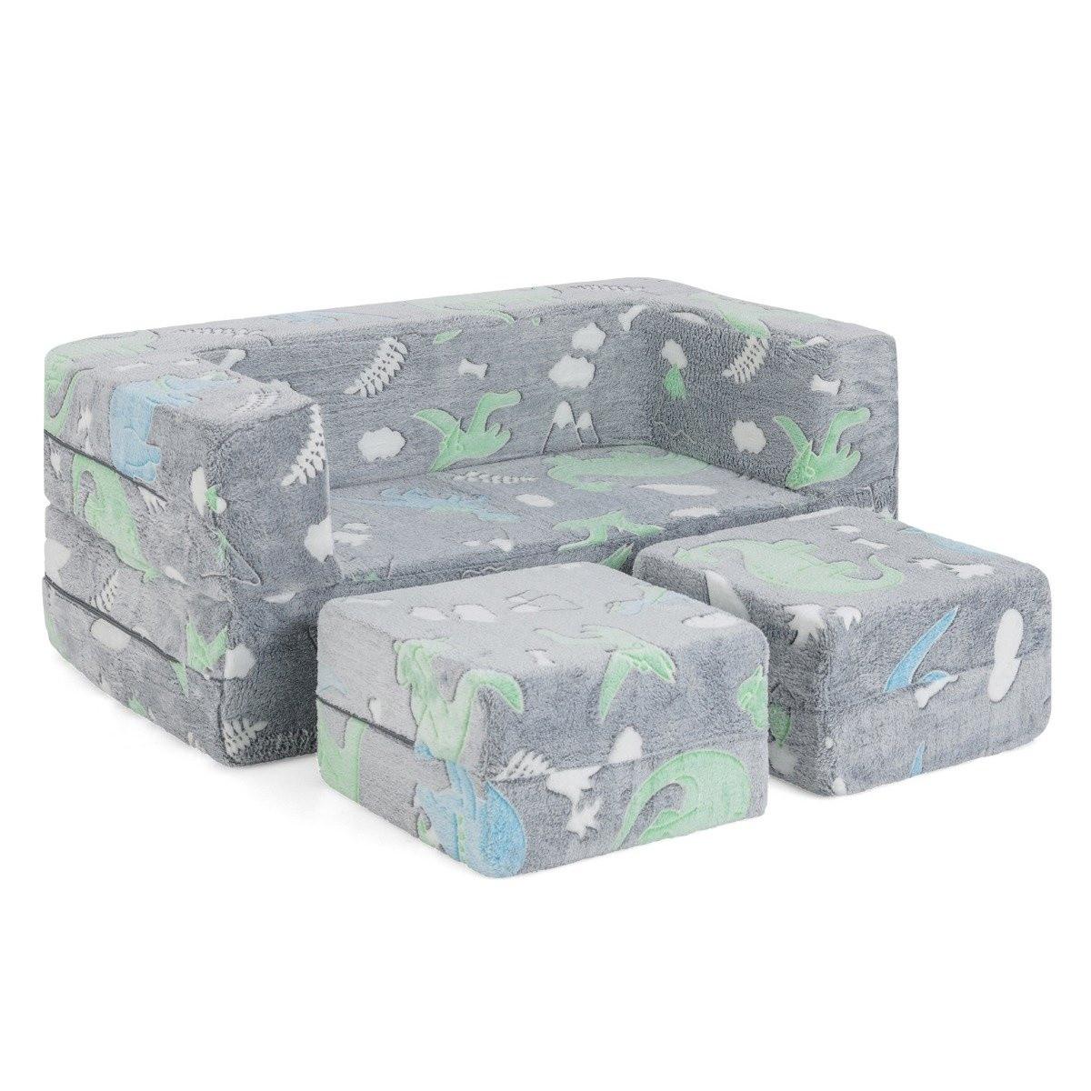 B2X Modulares Kindersofa im Dunkeln leuchtendes Spielsofa Modulsofa Dinosaurier