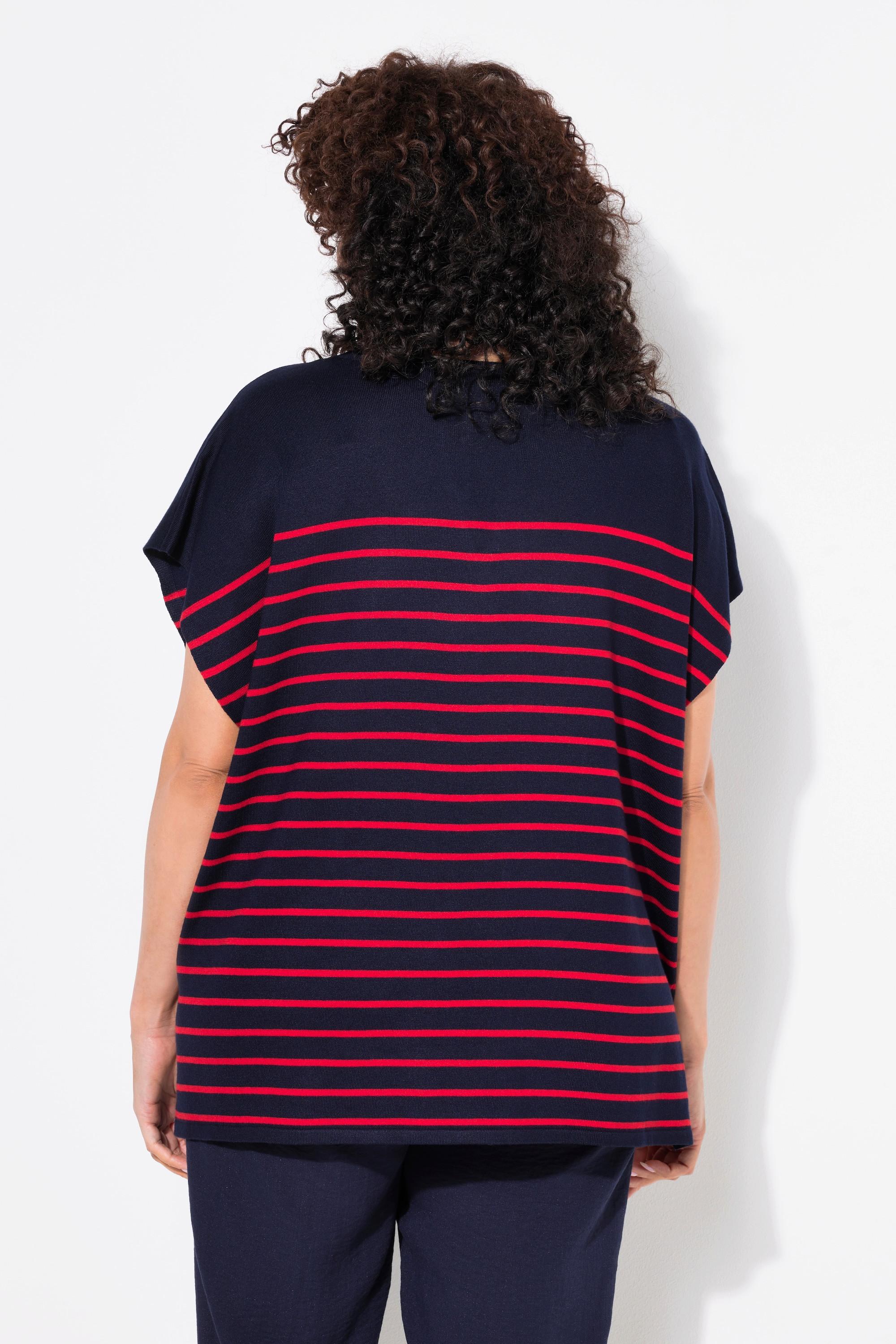 Ulla Popken Pullover, Streifen, Oversized, Cape-Form, Rundhals