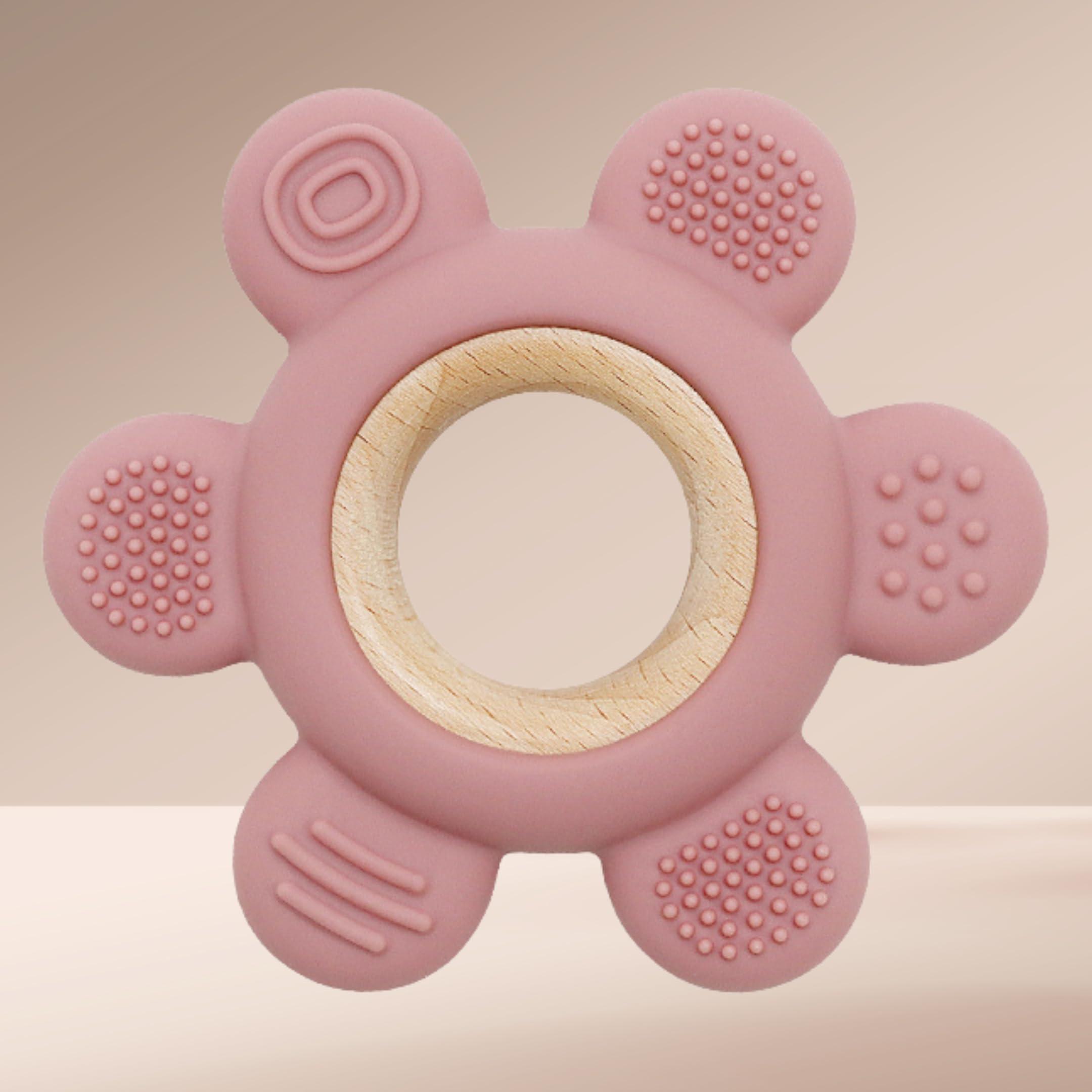 Activity-board Beißring Blume - Beißspielzeug - Zahnen - Stillen - Silikon-Zubehör für Babys