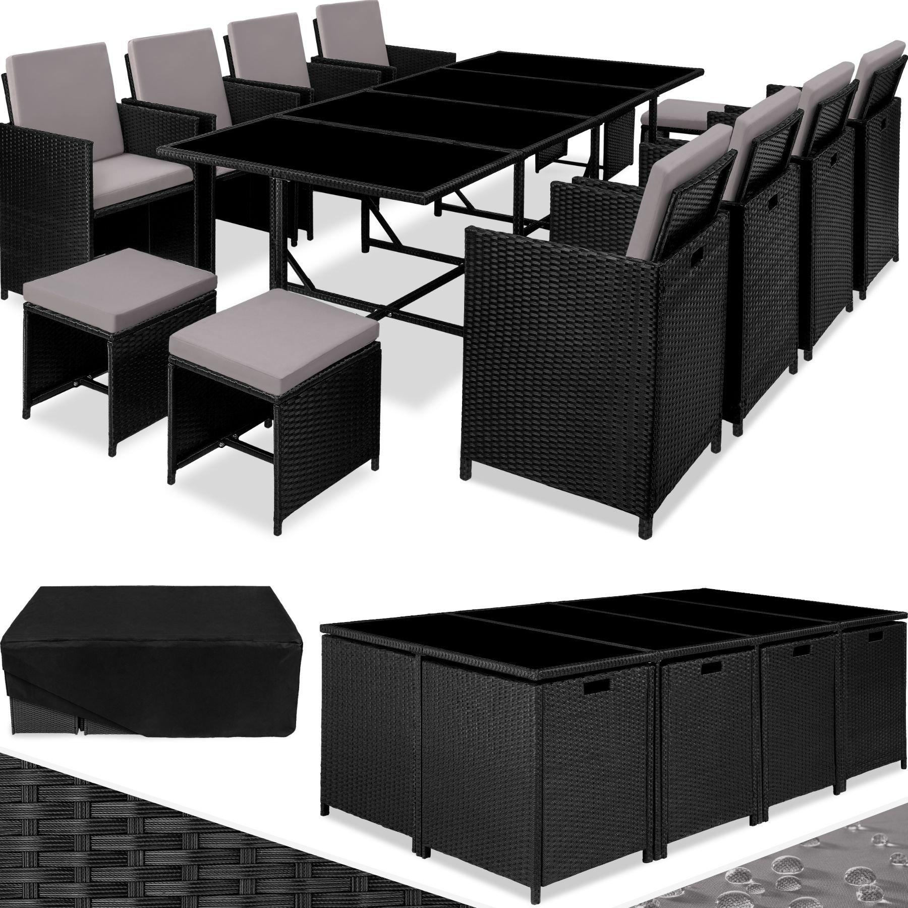Tectake Rattan Sitzgruppe Palma 8+4+1 mit Schutzhülle