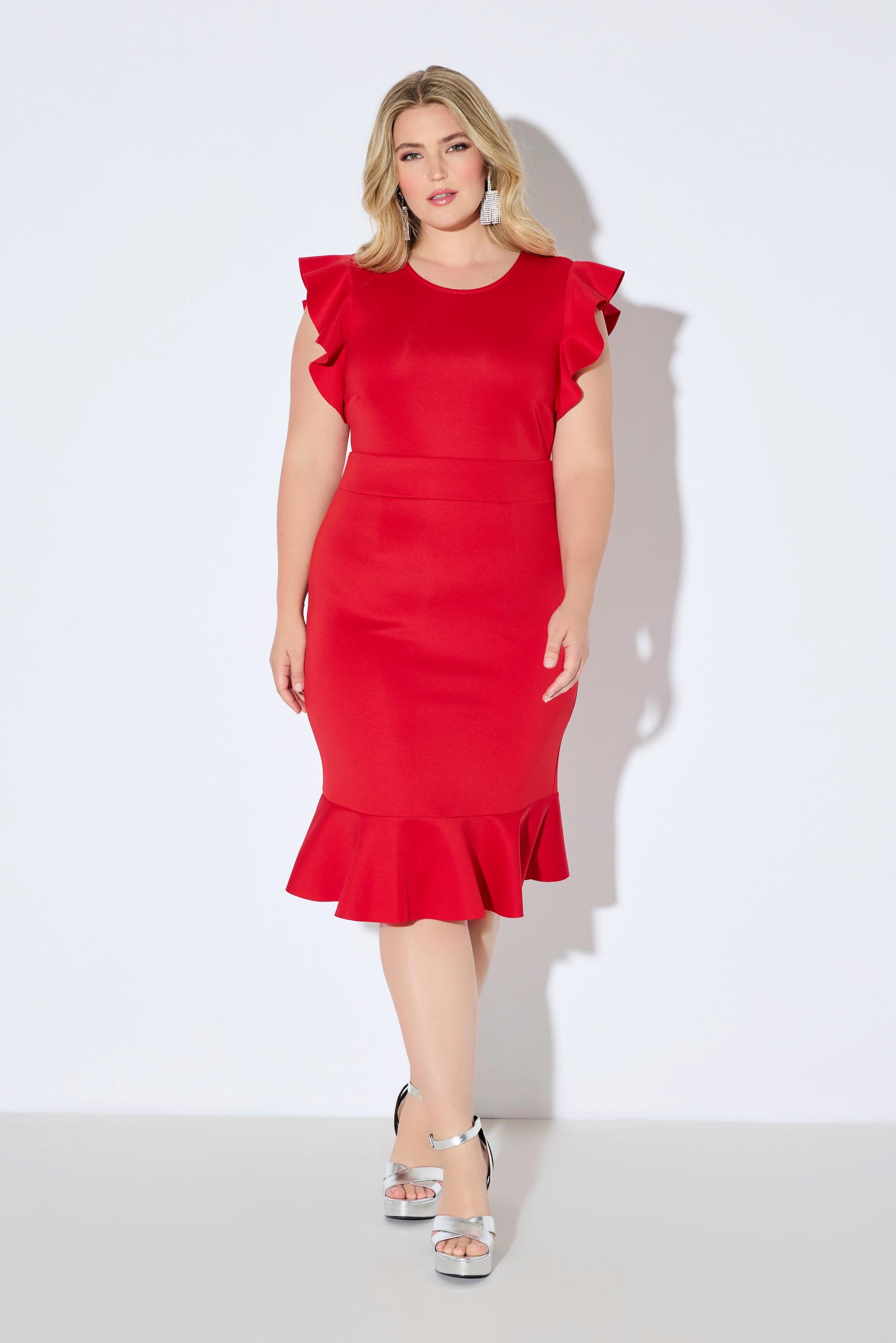 Ulla Popken Scubakleid Bequeme Passform Kurze Flügelärmel