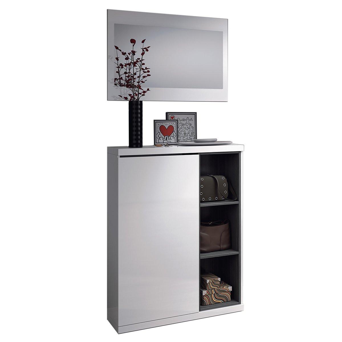Calicosy Mueble recibidor Adhara 1 puerta con zapatero y espejo - L108 cm