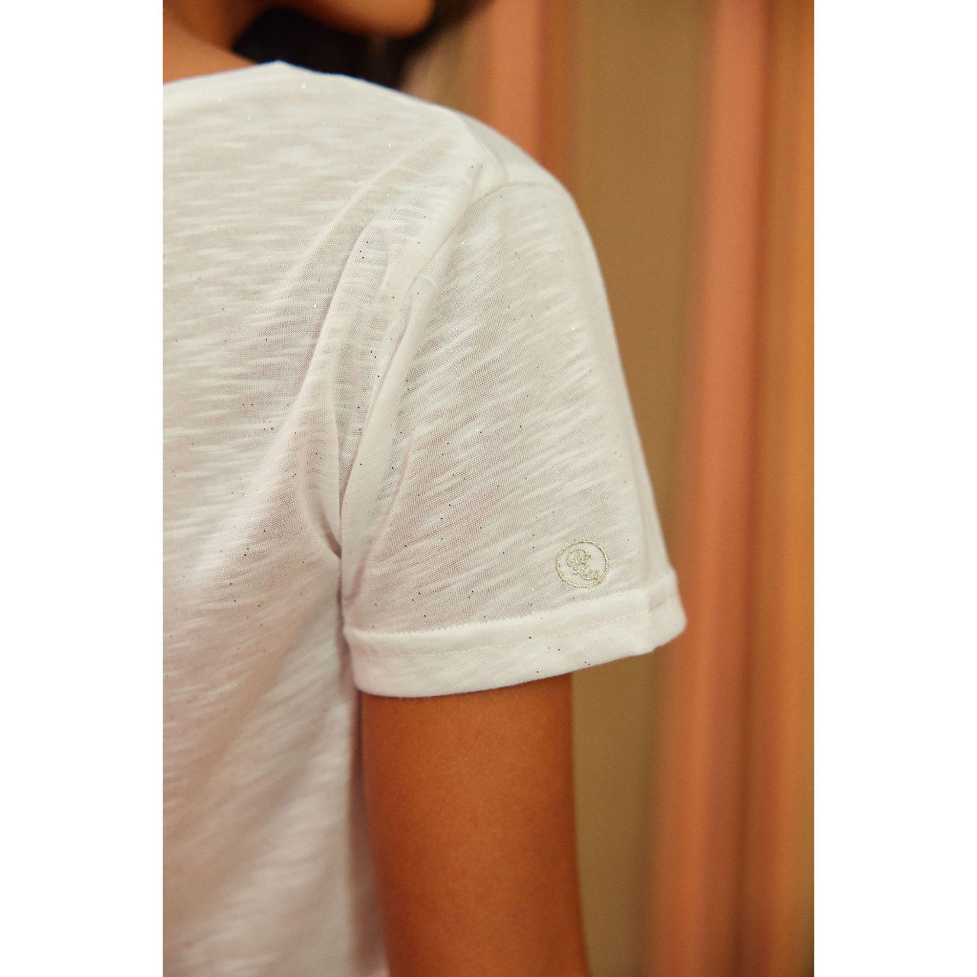La Petite Etoile Elvie V-Ausschnitt T-Shirt mit Glitzereffekt