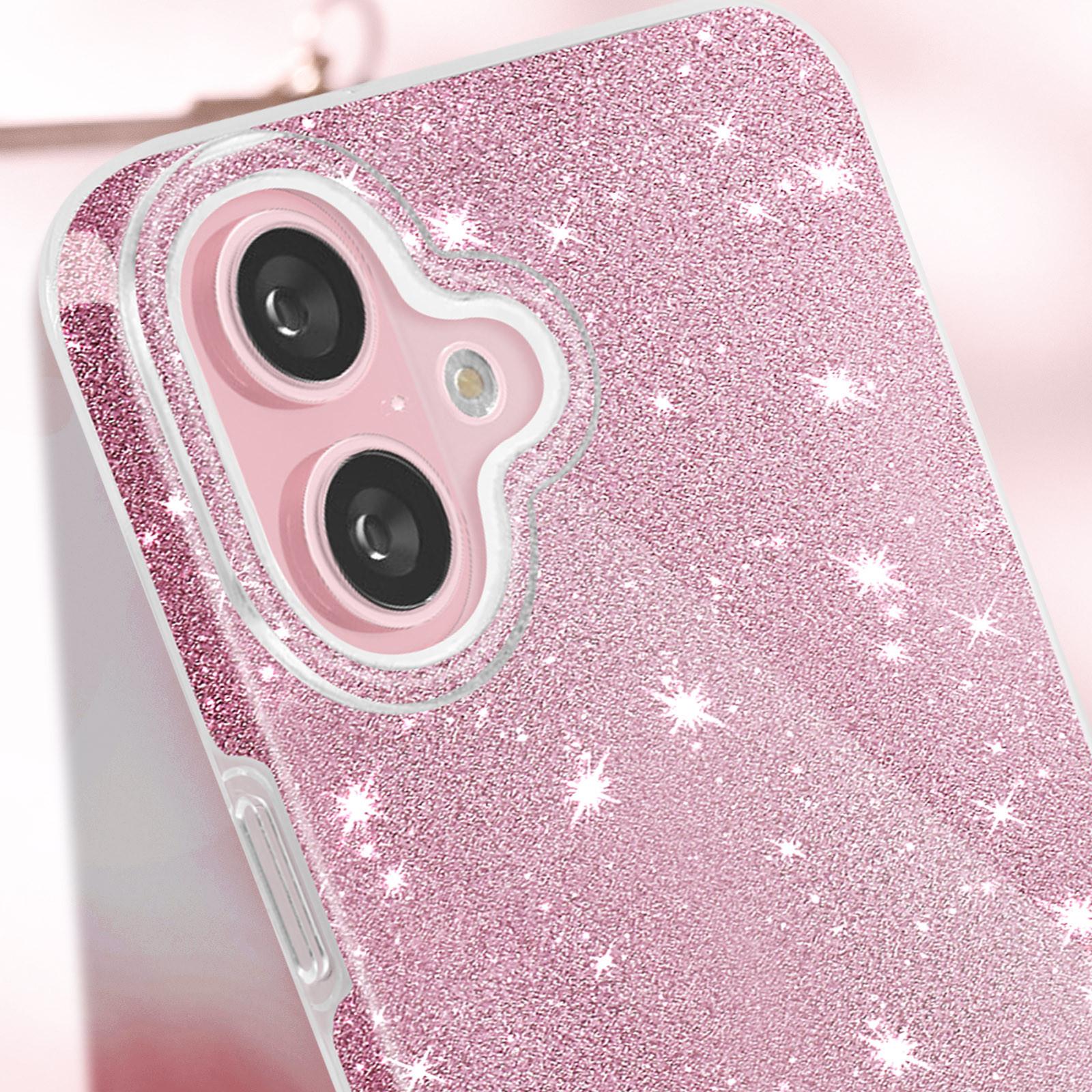 Avizar Glitter Hülle Apple iPhone 16 Rosegold