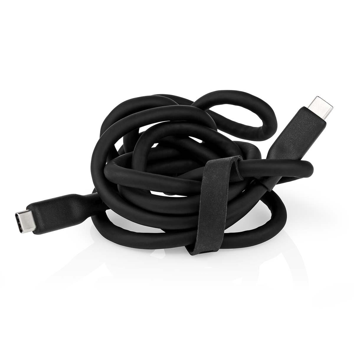 Nedis USB-Kabel | USB 3.2 Gen 1 | USB-C™ Male | USB-C™ Male | 60W | 8K@30Hz | 5Gbps | Vernickelt | 1,50m | Rund | Silikon | Schwarz | Box
