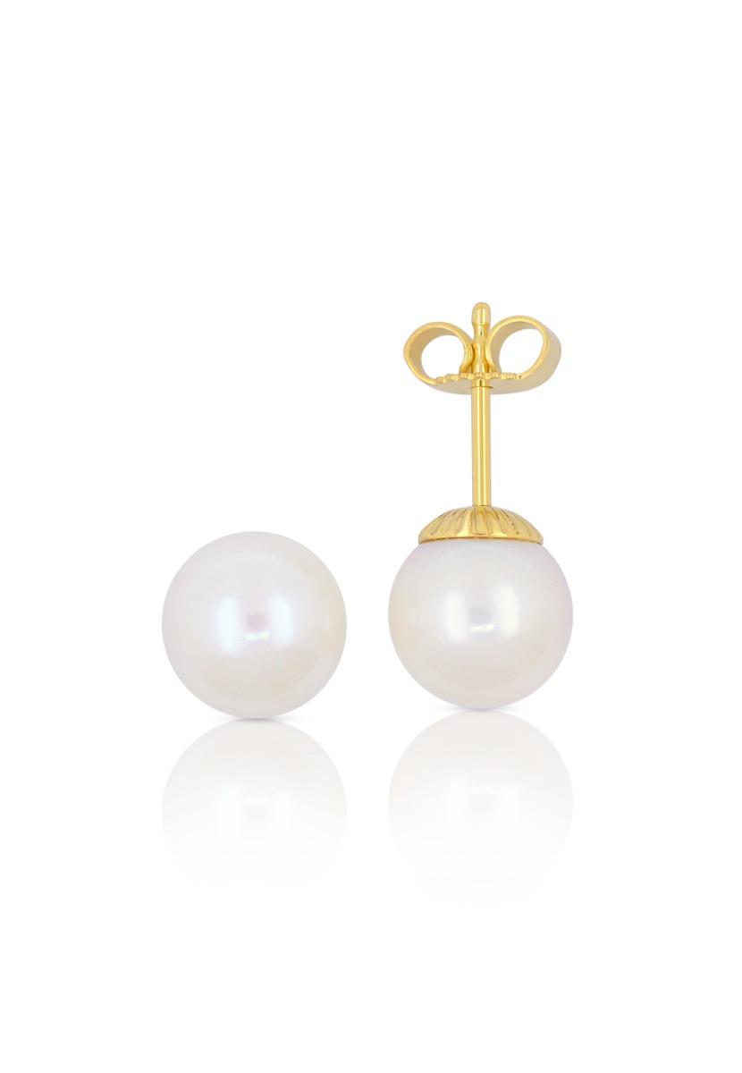 MUAU Schmuck Perlohrringe Gelbgold 750 Süsswasserperle 8.5-9mm
