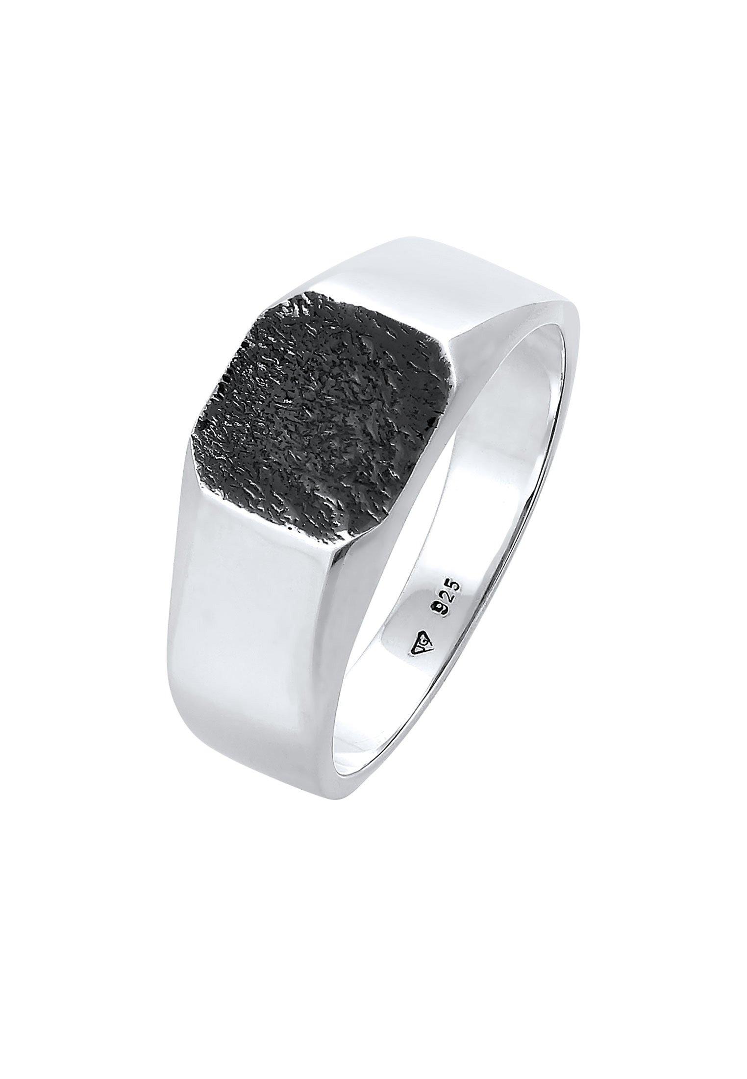 Kuzzoi Ring Basic Siegelring Quadrat Matt 925 Silber