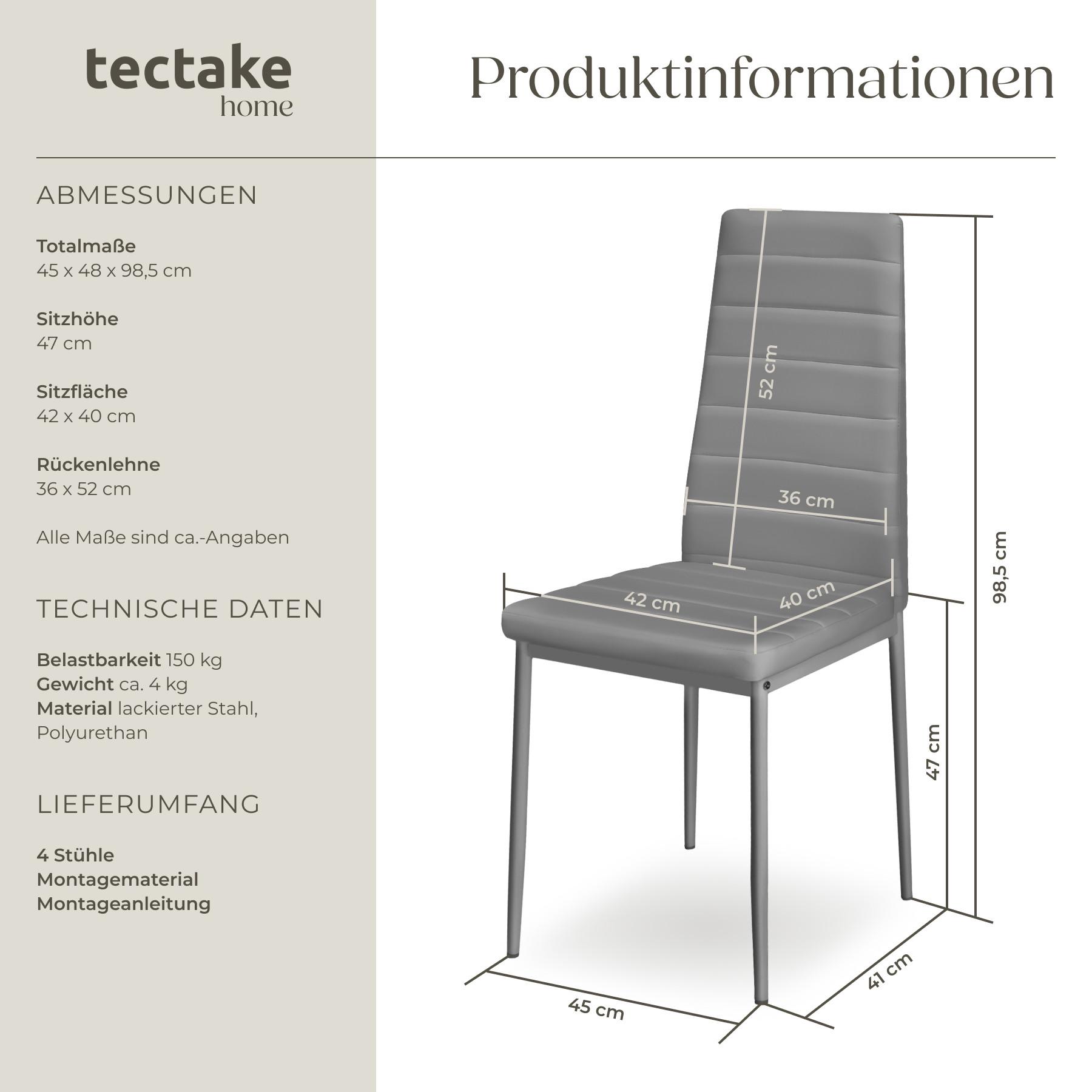 Tectake Esszimmerstühle Kunstleder