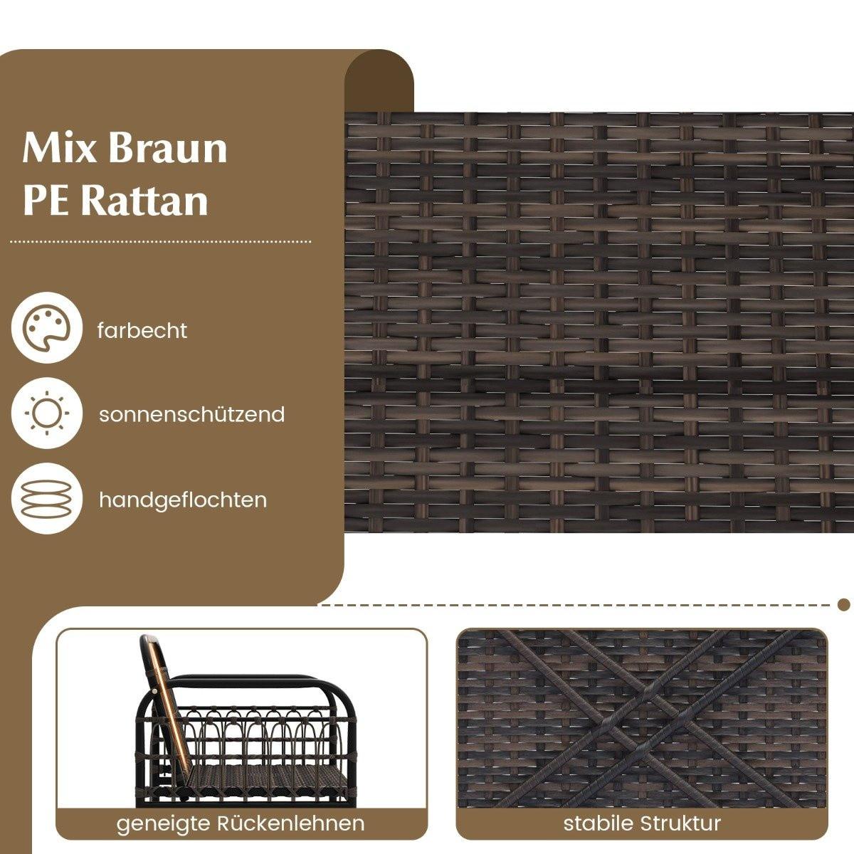 Northix 3tlg. Rattansessel Set mit Glas Beistelltisch & Kissen Gesprächsset Gartenmöbel Set Terrassenstühle
