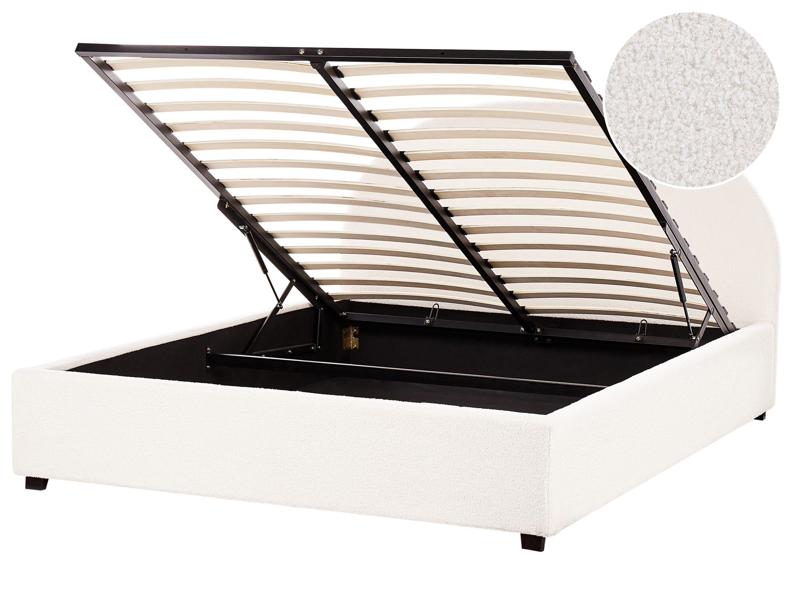 Beliani Bett mit Stauraum aus Bouclé Retro VAUCLUSE