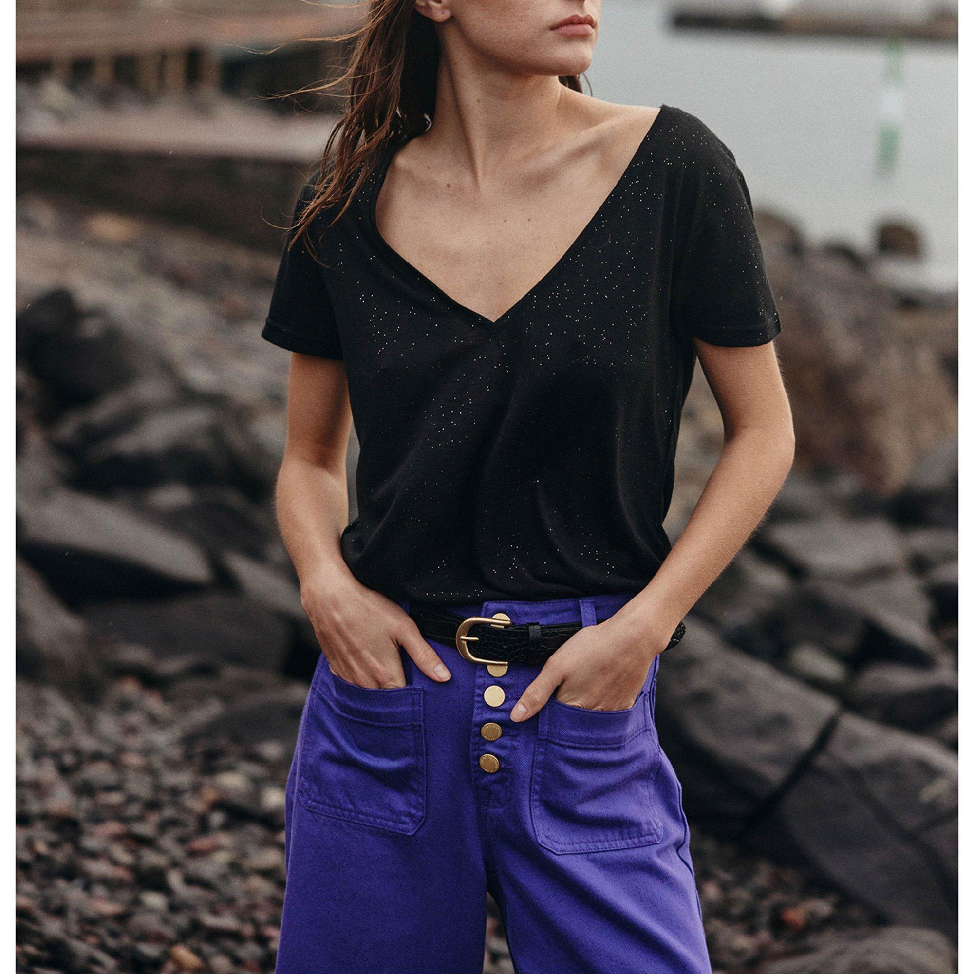 La Petite Etoile Elvie V-Ausschnitt T-Shirt mit Glitzereffekt