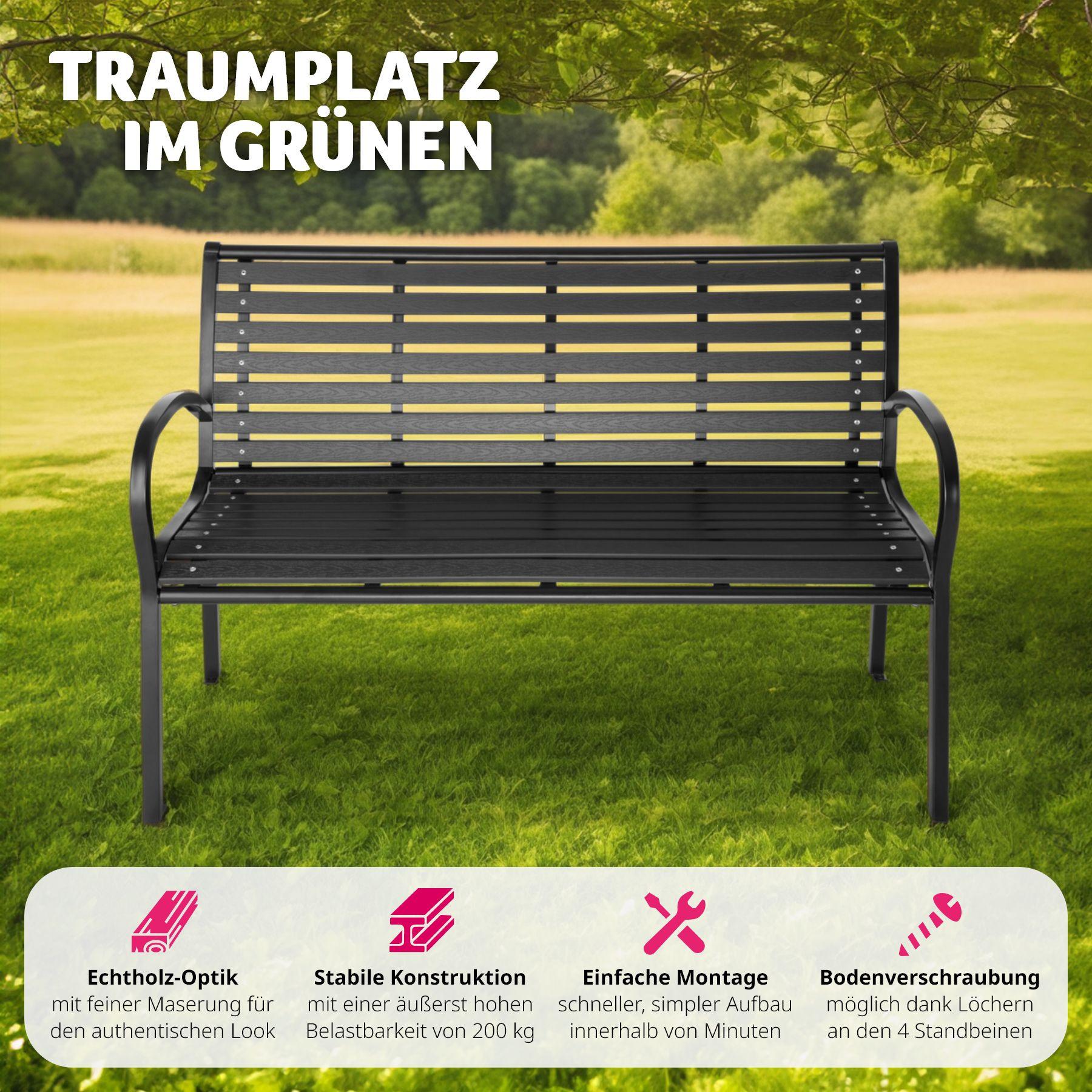 Tectake Gartenbank Pino 3-Sitzer 126x62x81,5cm