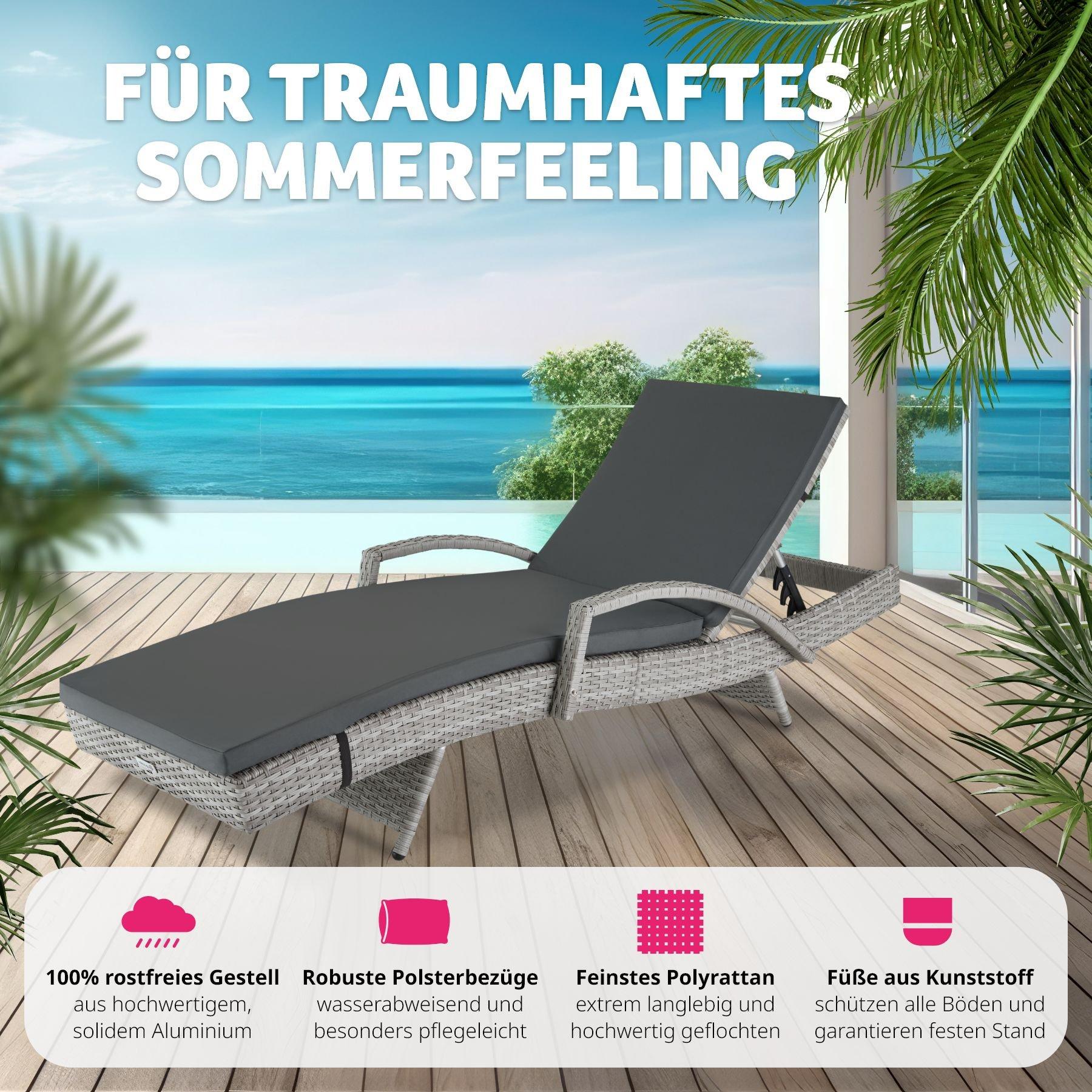 Tectake Aluminium Rattan Sonnenliege Océane