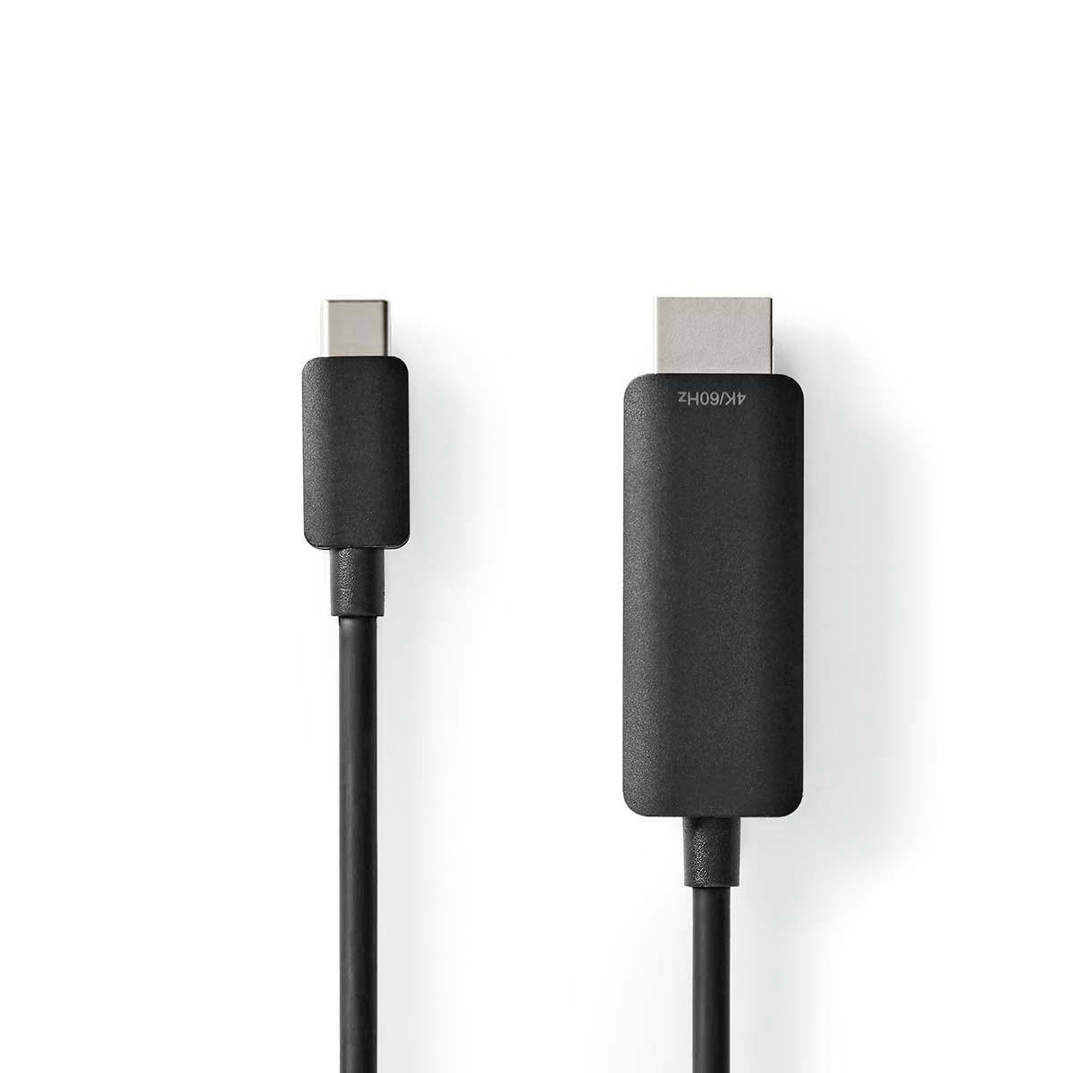 Nedis USB-C ™ Adapter | USB 3.2 Gen 1 | USB-C ™ Männlich | HDMI ™ -Kontakt | 4K@60Hz | 2,00 m | Runde | Nickel -plattiert | PVC | Schwarz | Etikett
