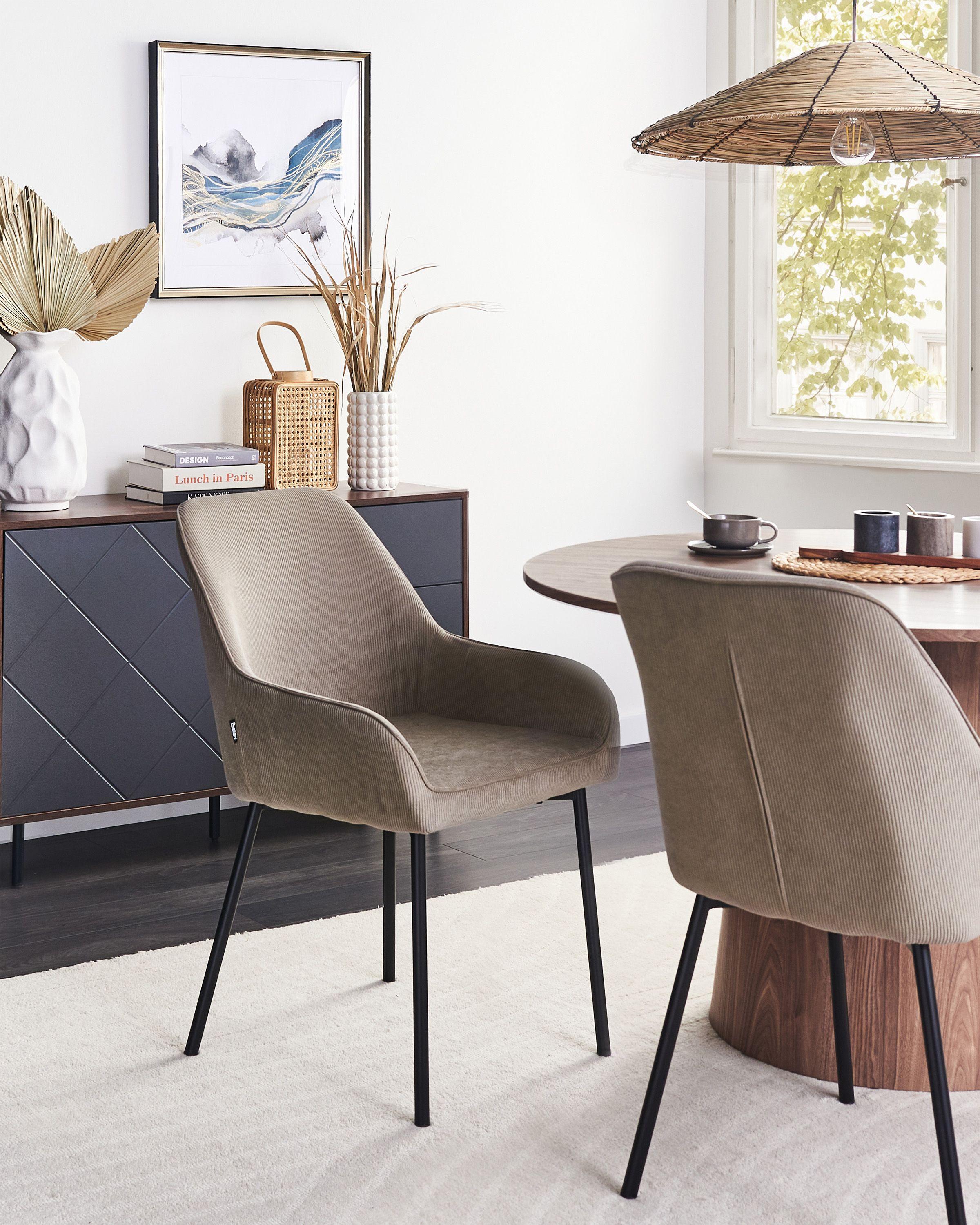 Beliani Esszimmerstuhl 2er Set aus Cord Glamourös LOVERNA