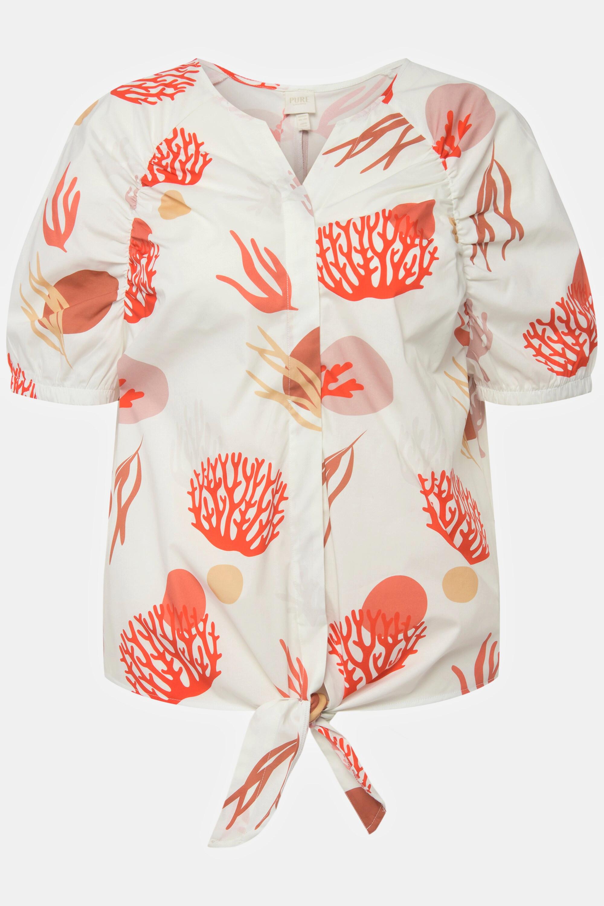 Ulla Popken Korallen Print Tunika Bluse mit Halbarm