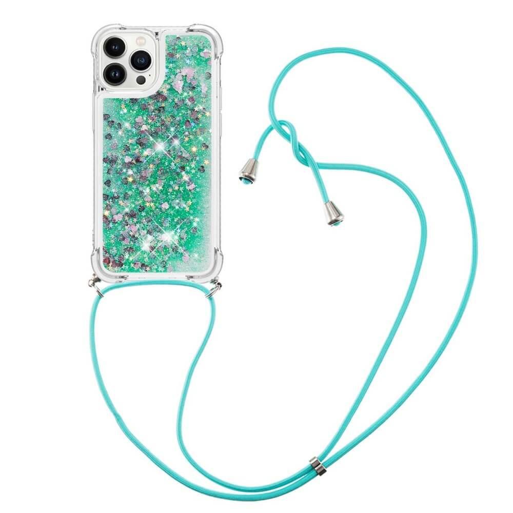 Cover-Discount iPhone 15 Pro - Glitzer Hülle Mit Umhängeband