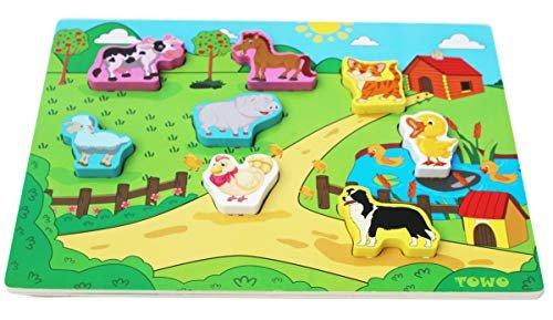 Activity-board Holzpuzzle Bauernhof - Übergroße Tiere für kleine Hände - Bauernhoftierpuzzle