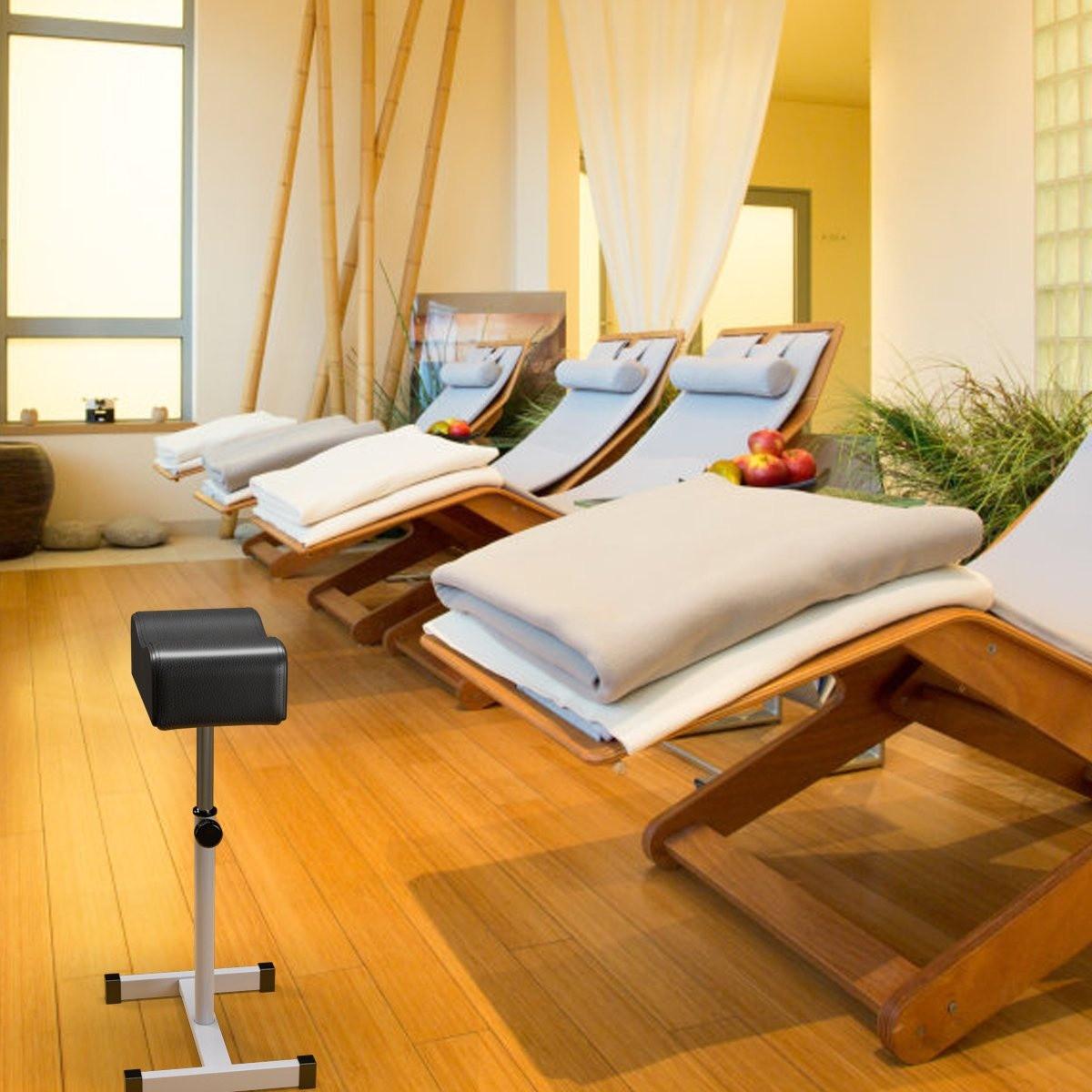 B2X Pediküre Hocker mit Verstellbarer Sitzhöhe Fußhocker für Nagelpflege in Salons Spa Schwarz