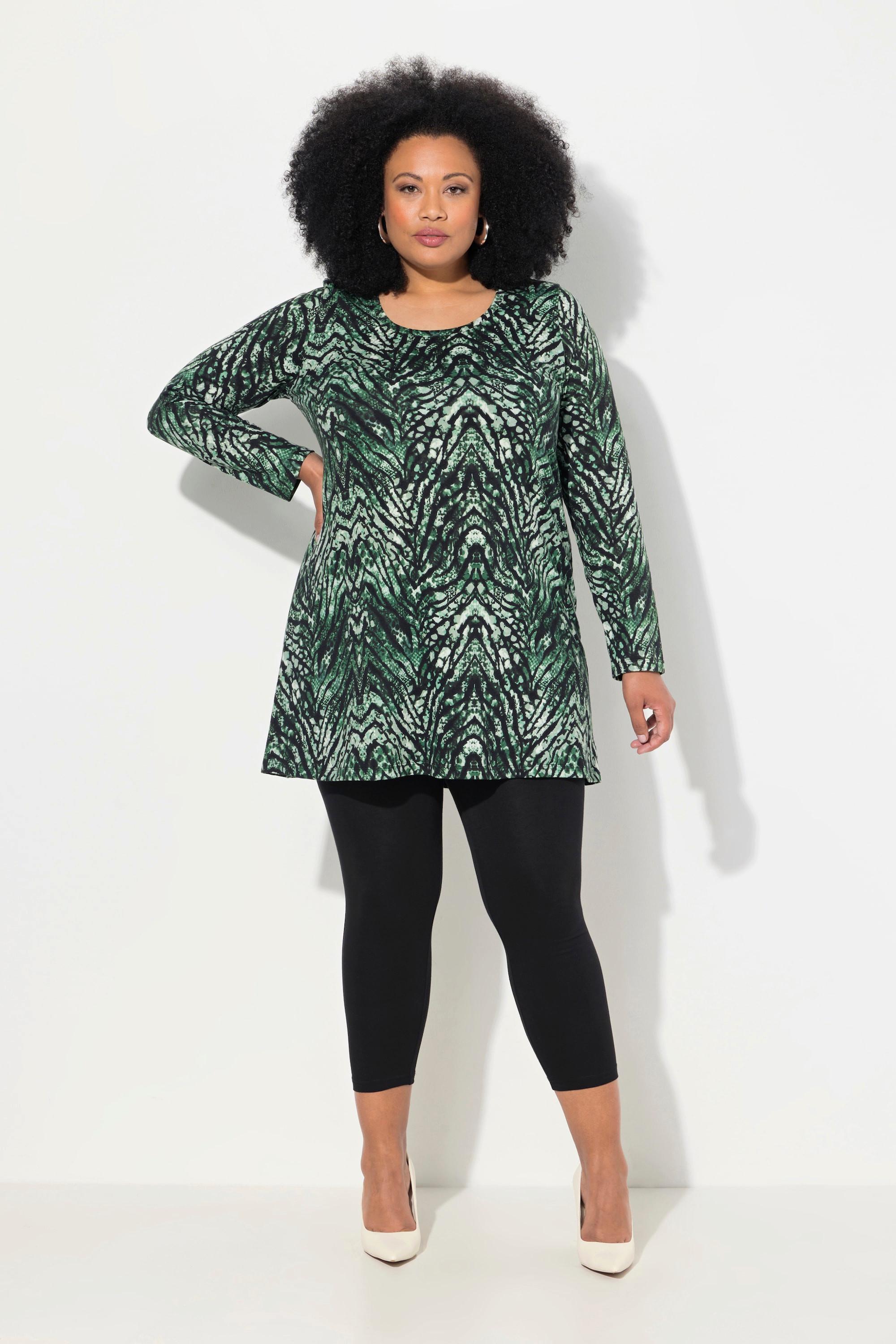 Ulla Popken Langarm A-Linie Rundhals Schlangenmuster Longshirt