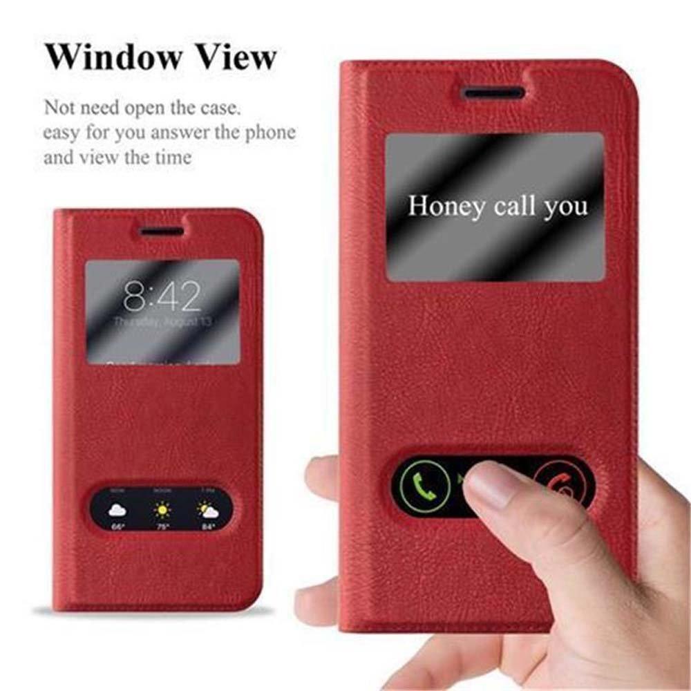 Cadorabo Hülle für Samsung Galaxy J3 2016 Magnetverschluss, 2 Sichtfenstern