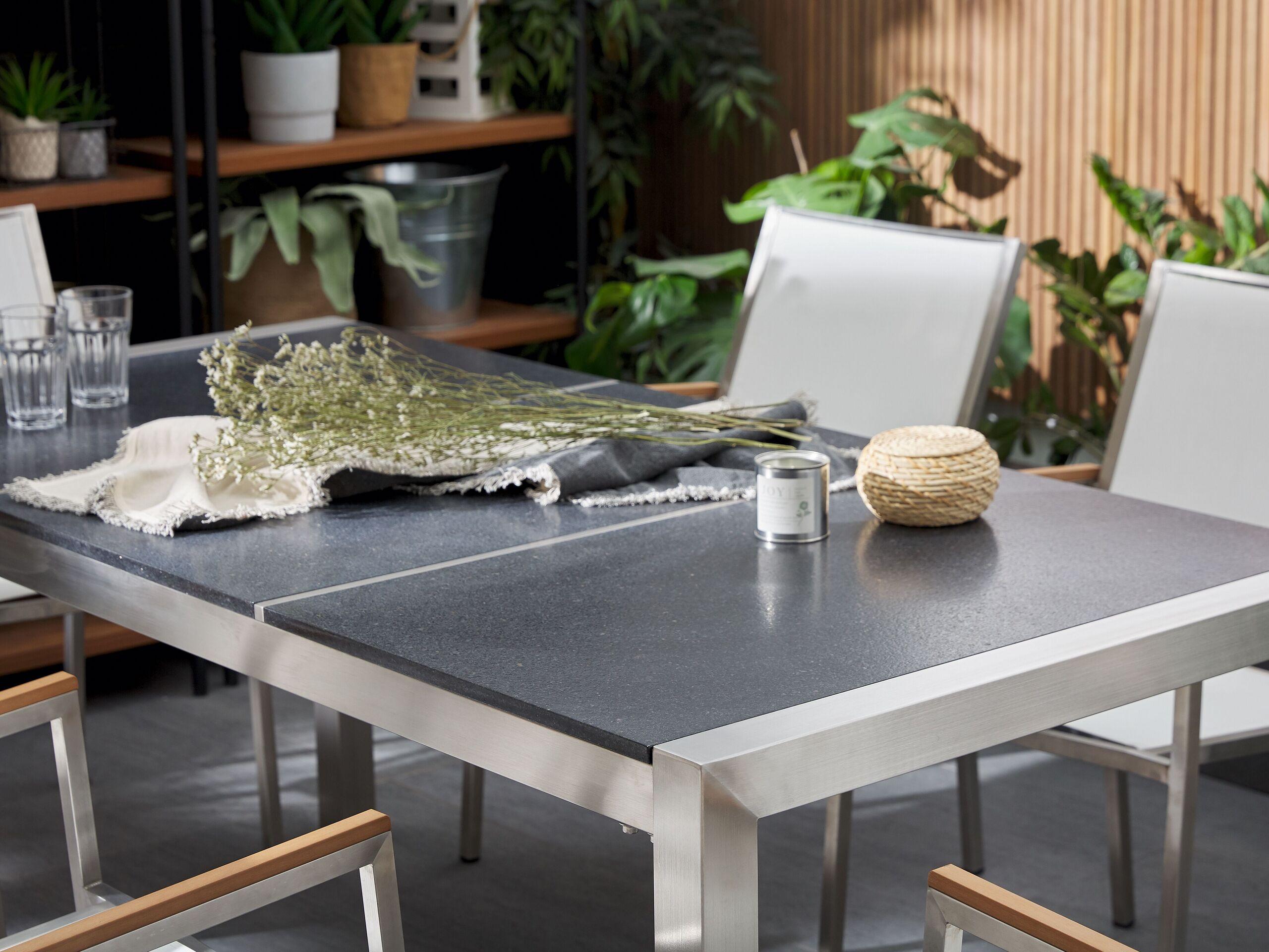 Beliani Gartentisch aus Granit Industriell GROSSETO