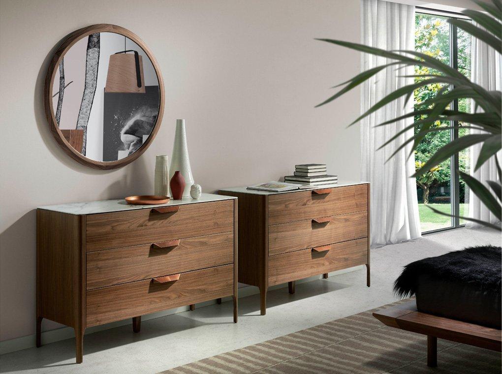 ANGEL CERDA Kommode Nussbaum Fiberglas Marmoreffekt
