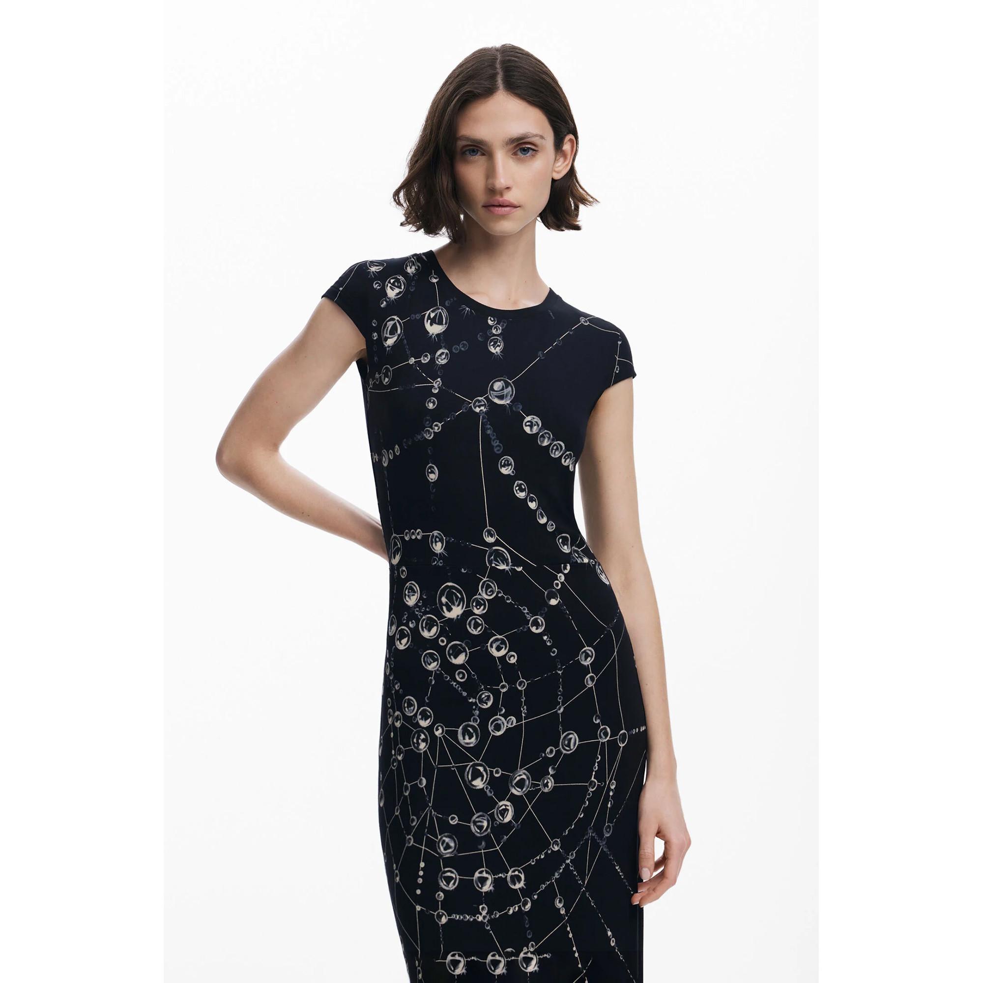 Desigual Body Fit Bedrucktes Midikleid