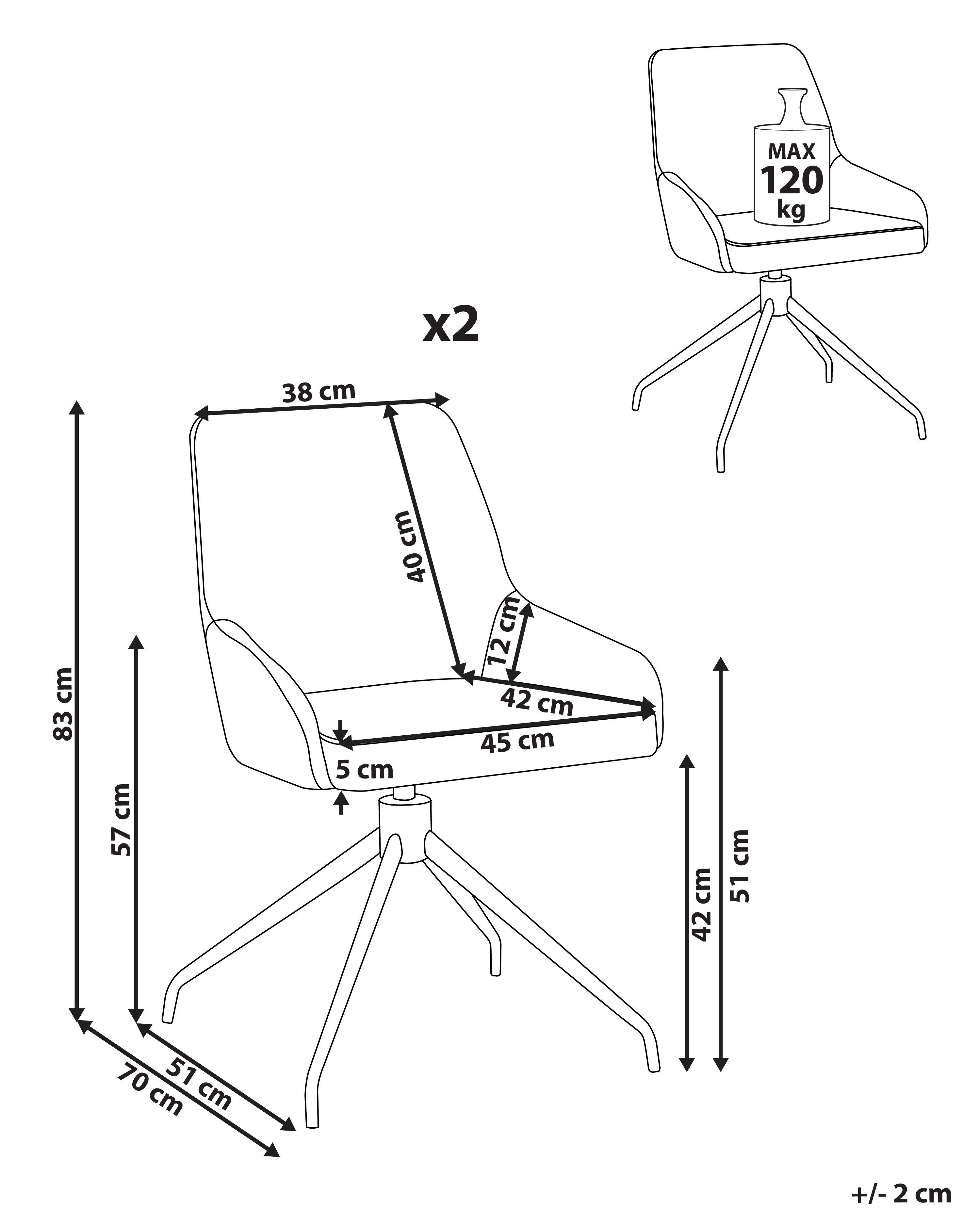 Beliani Esszimmerstuhl 2er Set aus Polyester Klassisch JENNER
